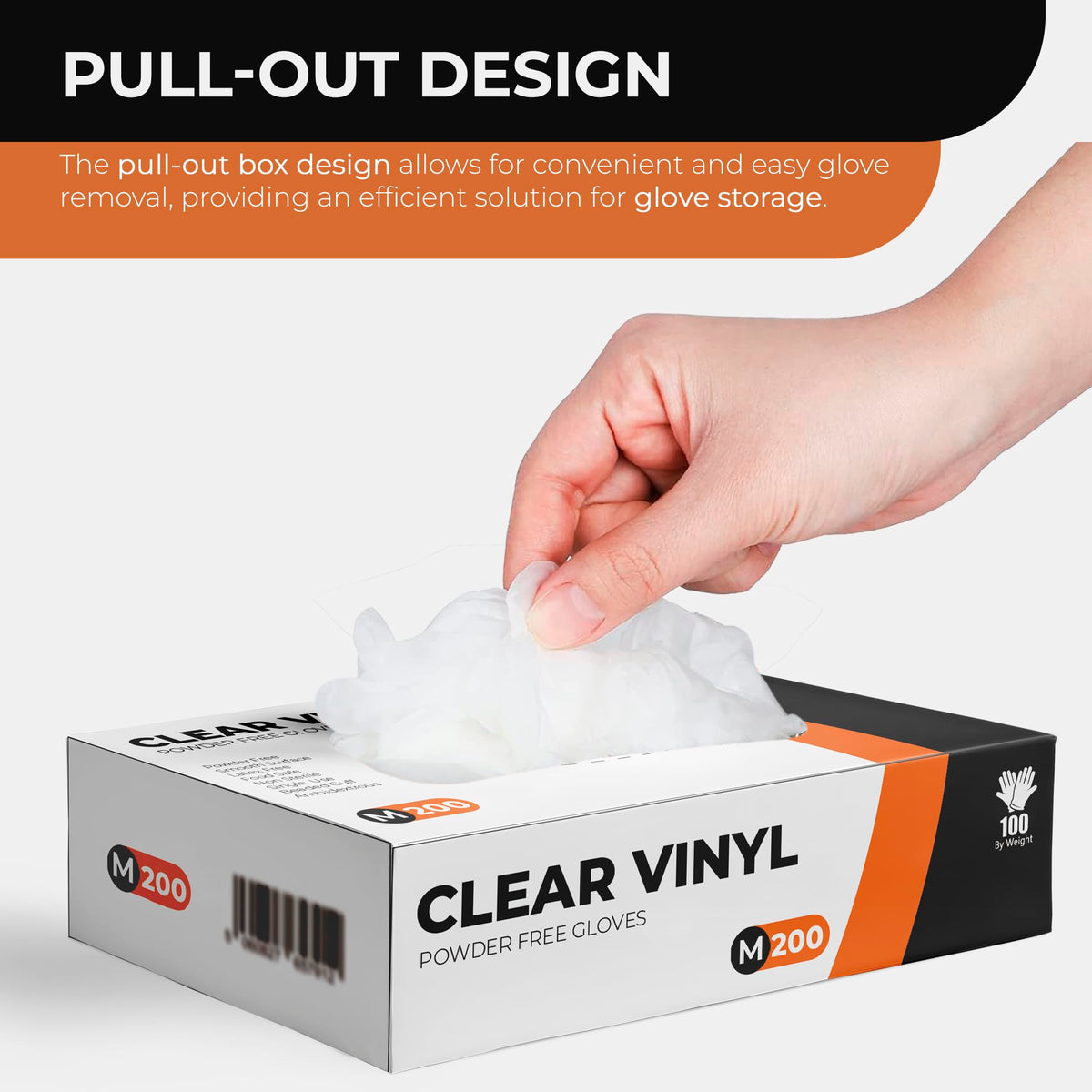 Clear Vinyl Gloves, 100 Count, Clear Disposable Gloves (100, Medium)