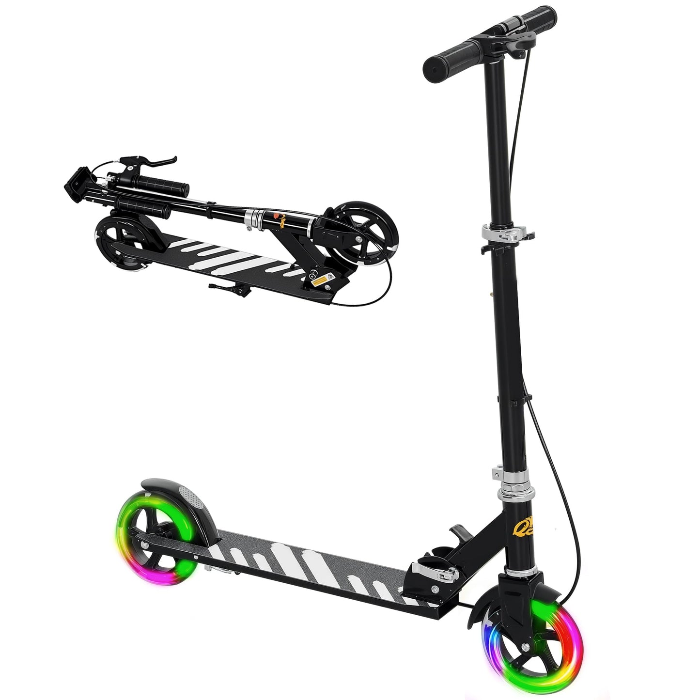 AIYAPLAY Kids Folding Scooter with LED Light-Up Wheels — Ages 3-8, Dual Brakes