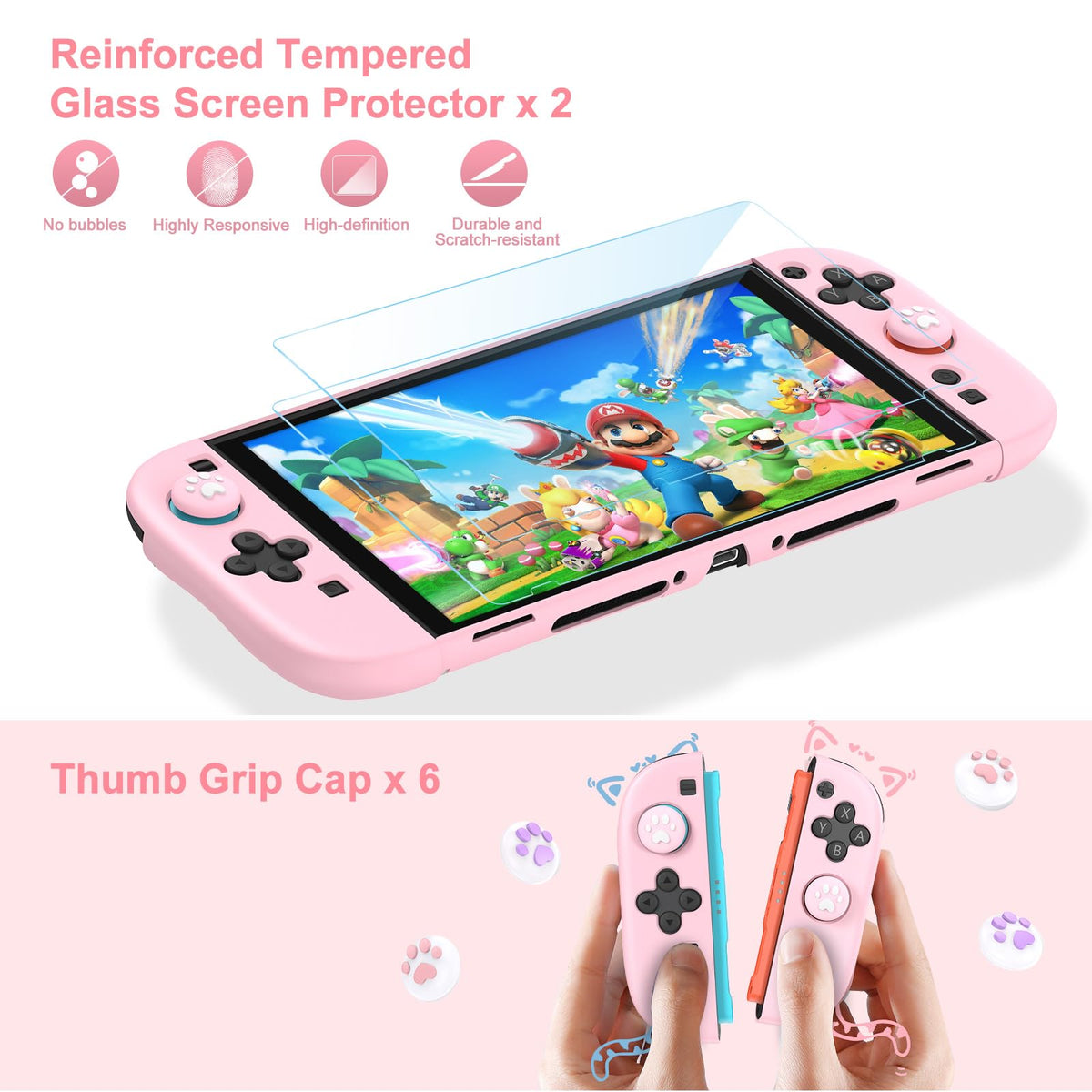 Younik Switch Accessories Bundle, 17 in 1 Switch Accessories Kit for Girls Include Switch Carrying Case with 9 Game Card Slots, Adjustable Stand, Protective Case for Switch Console & J-Con (Blue)