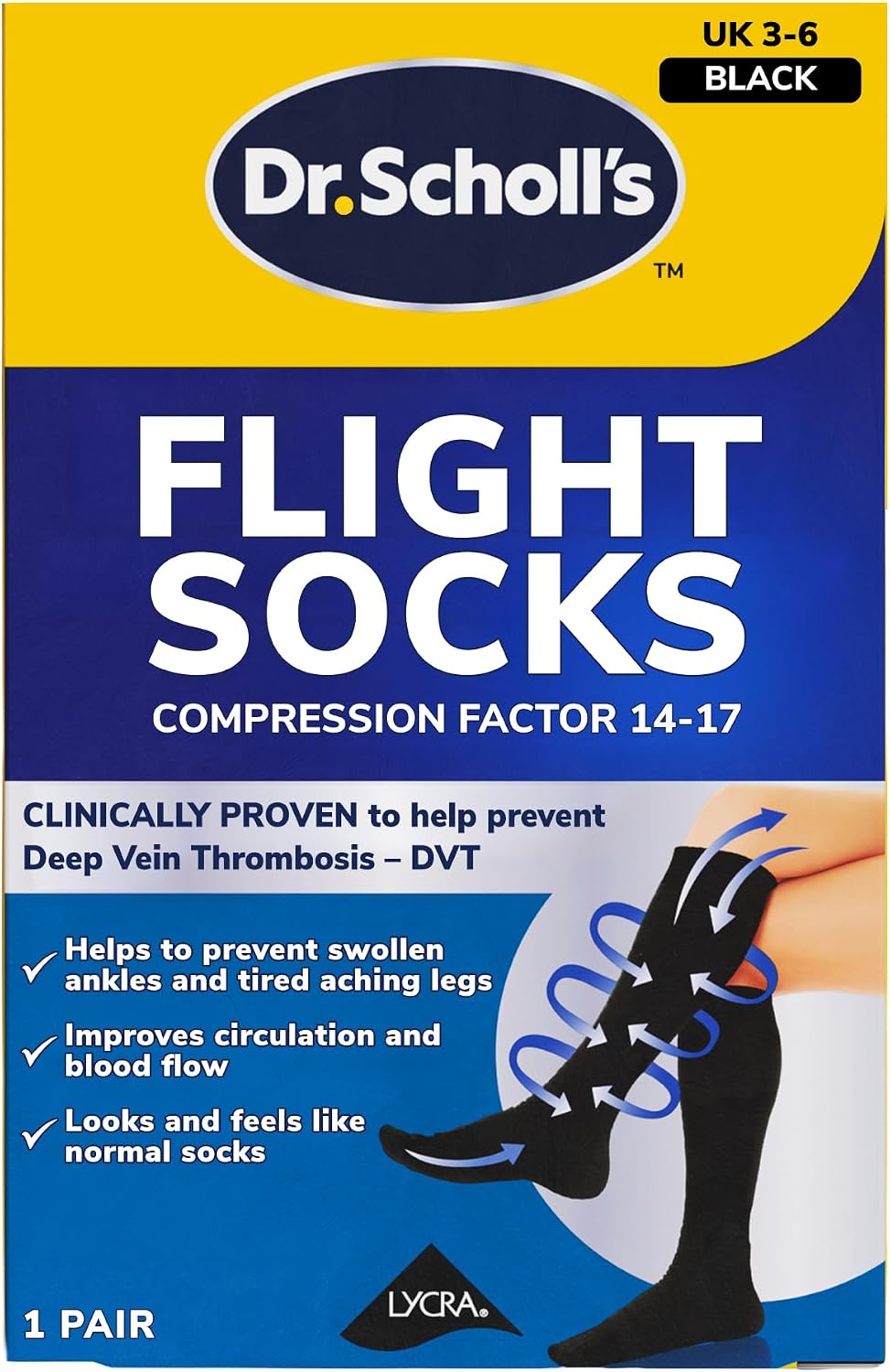 Dr. Scholl's Flight Socks - Clinically Proven Compression Socks for Flight Travel - Help Prevent Swollen Ankles and Deep Vein Thrombosis