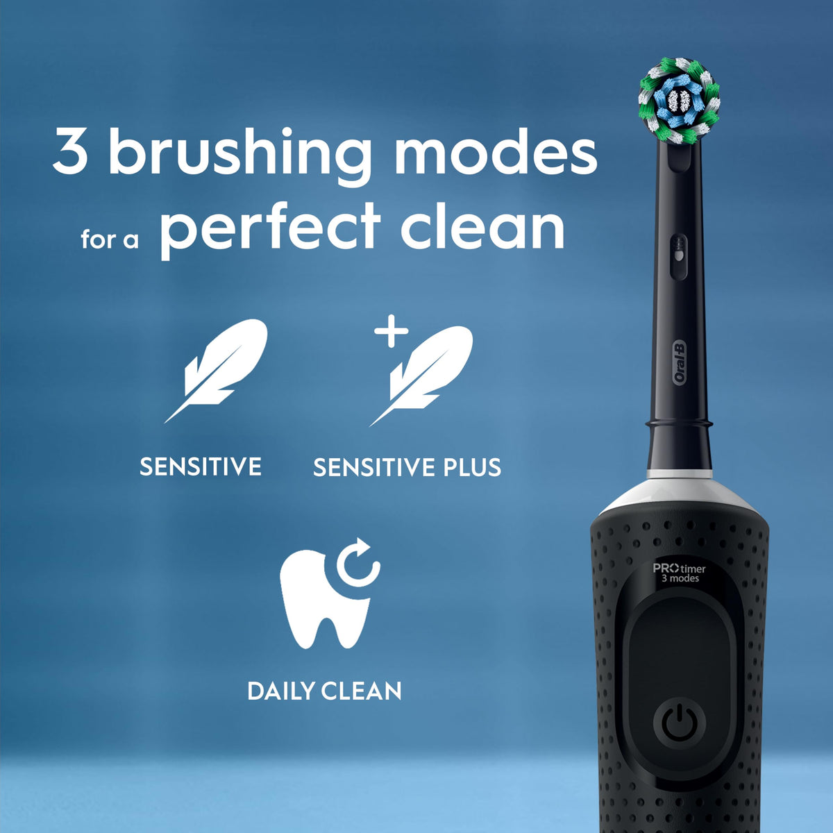 Oral-B Vitality Pro Electric Toothbrushes Adults, 1 Handle, 2 Oral B Electric Toothbrush Heads, 3 Brushing Modes Including Sensitive Plus, Rechargeable, 2 Pin UK Plug, Purple