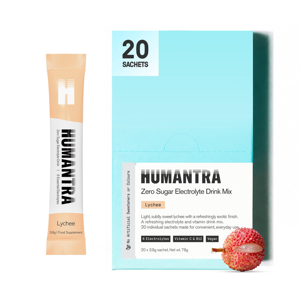 Humantra Electrolytes Powder Hydration Sachets - Himalayan Lime, 20ct