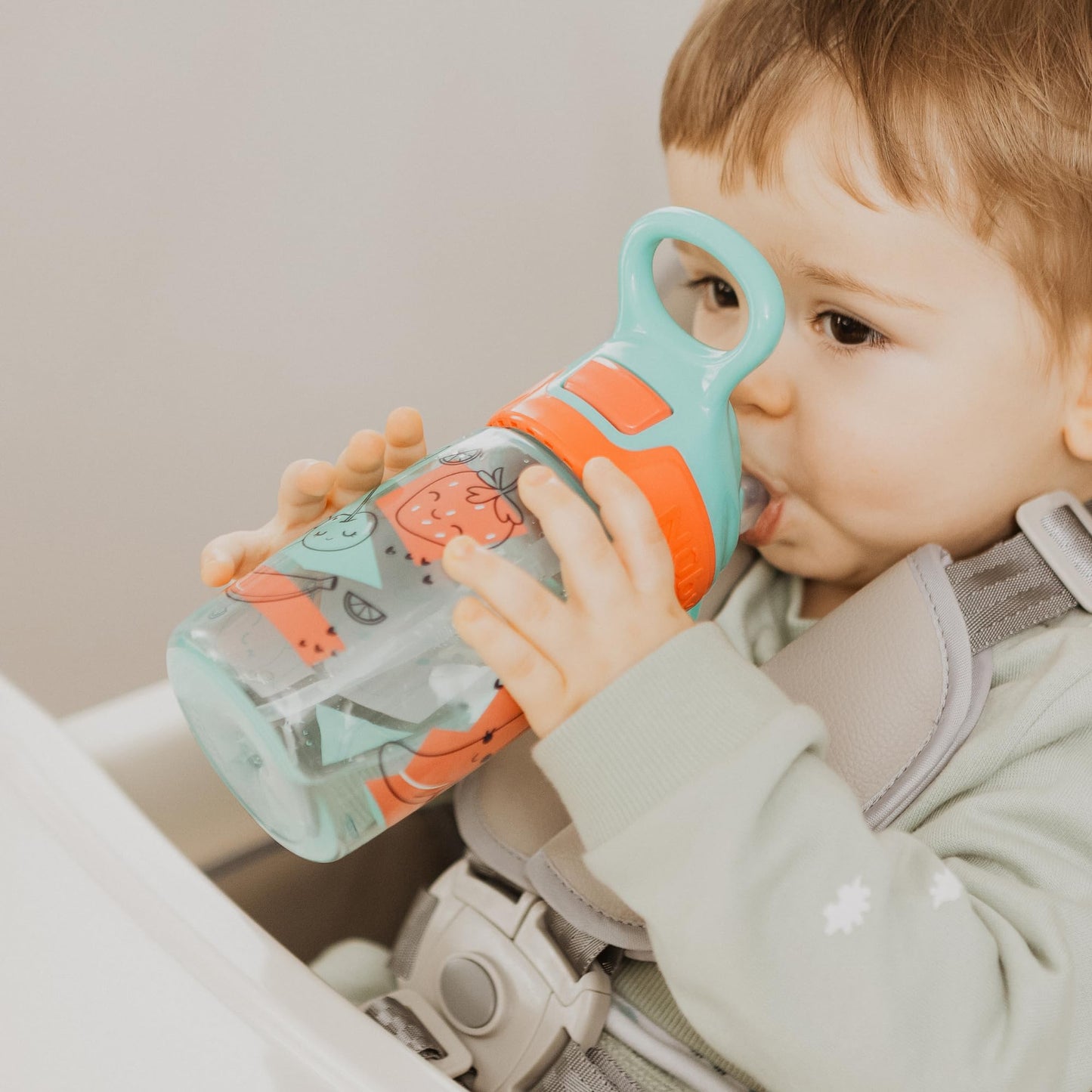 Nuby Incredible Gulp Water Bottle - No Spill Active Toddler Sippy Cup | 360ml / 12oz | Carry Handle | Dishwasher and Microwave Safe | Suitable Beaker for 18 Months Plus (Unicorns, Pack of 2)