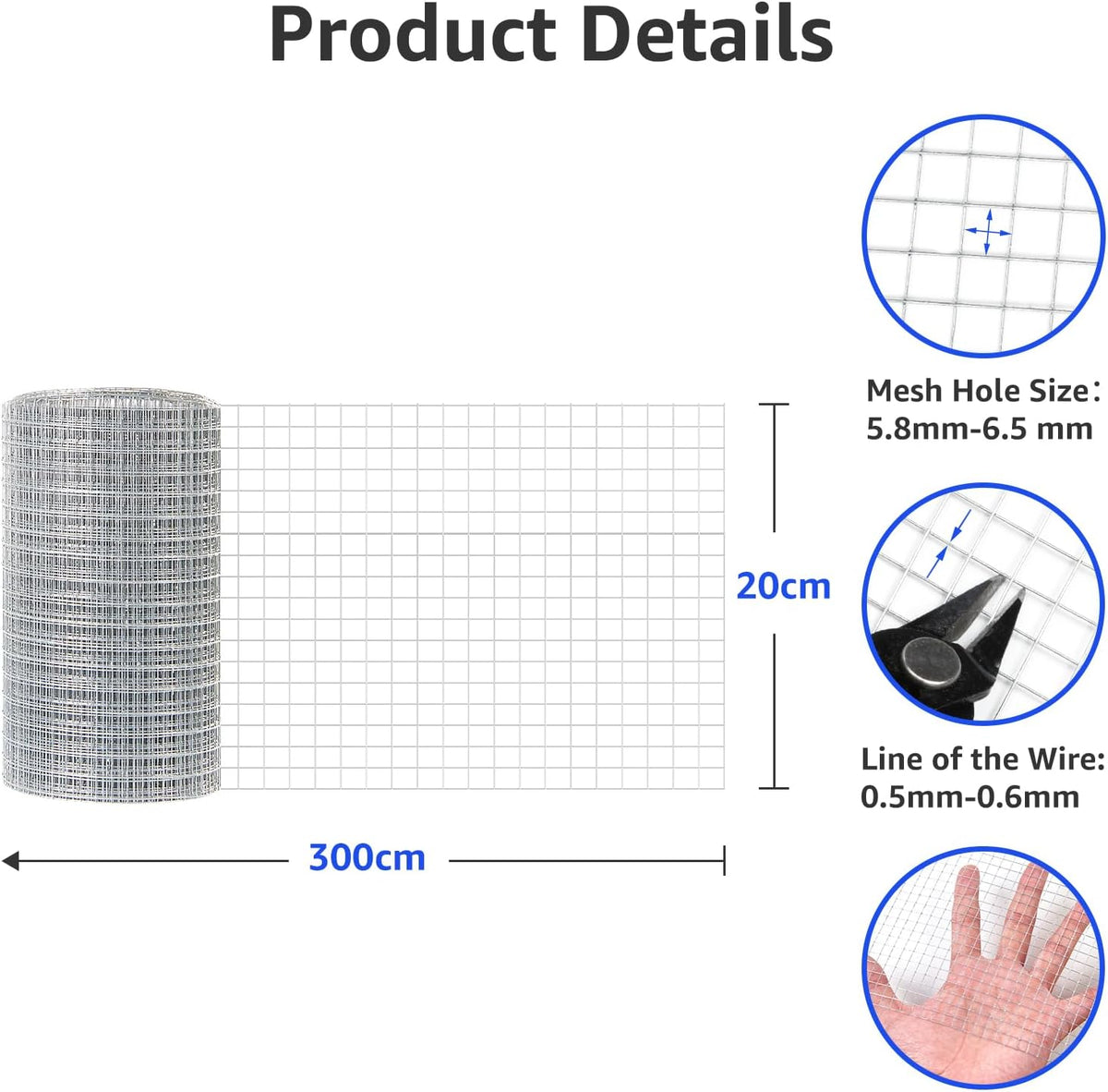 Rodent Mesh Galvanized Chicken Wire Metal Mesh Roll Rat Proof Kit 3Mx20cm