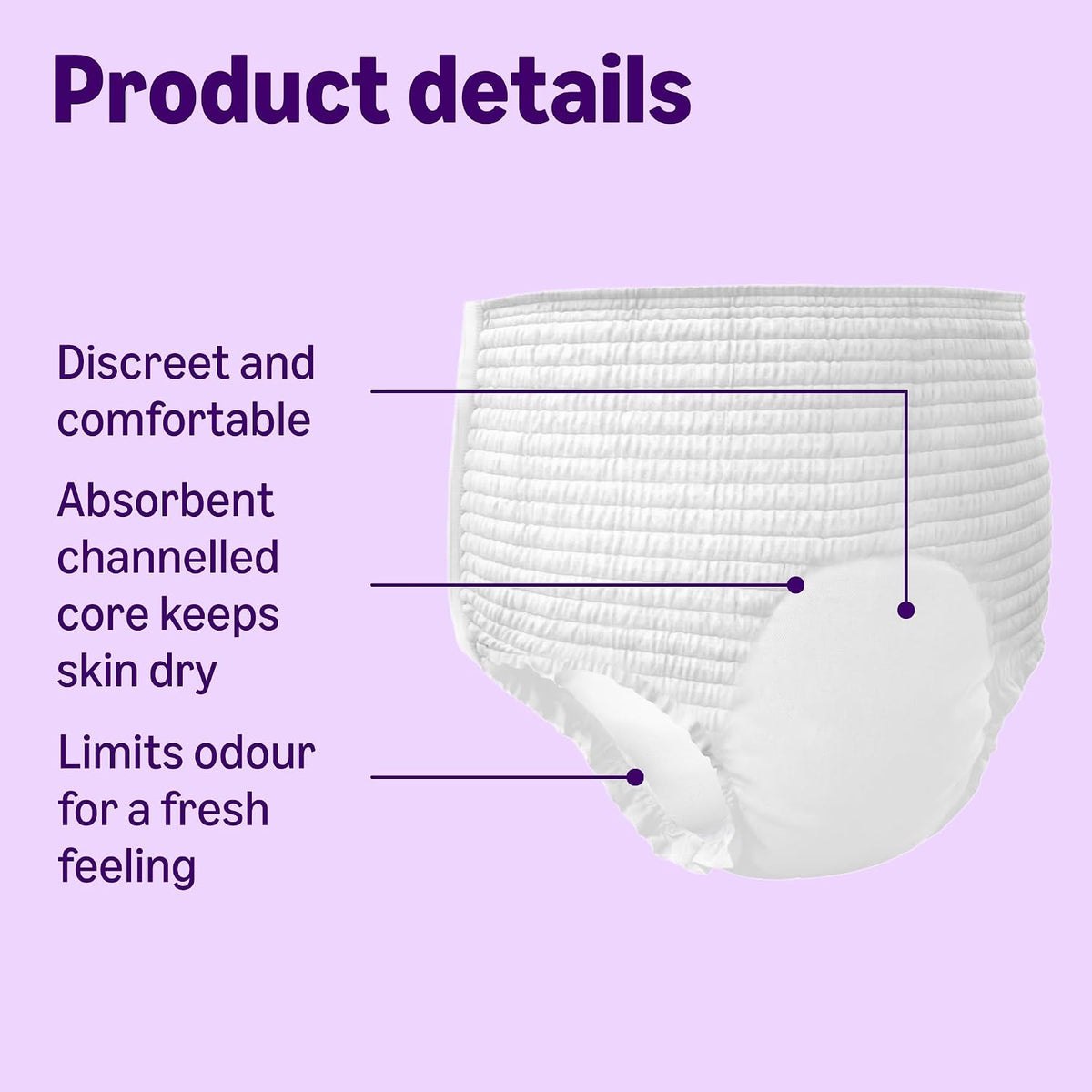 Healthcare by Amazon Discreet Incontinence Lady Pants, Plus Absorbency, Large, 40 Count (4 Packs of 10), White, (Previously Amazon Basic Care) - Packaging May Vary