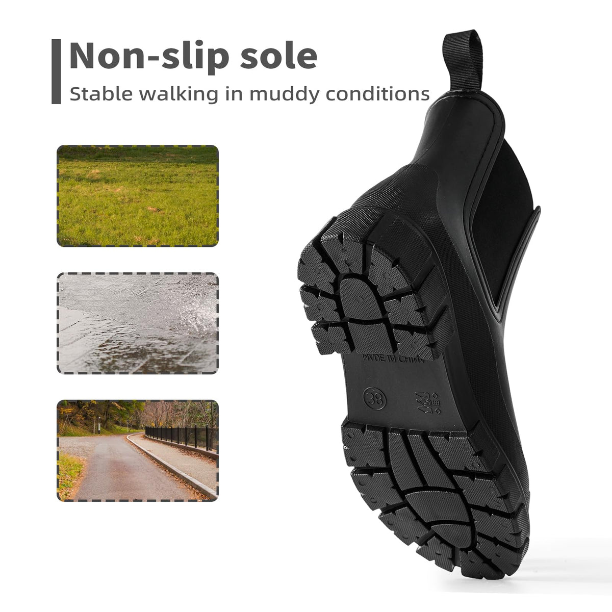 DRECAGE Wellies Boots Women Waterproof Short Chelsea Fashion Ladies Comfortable Rain Boots Outdoors Garden Walking