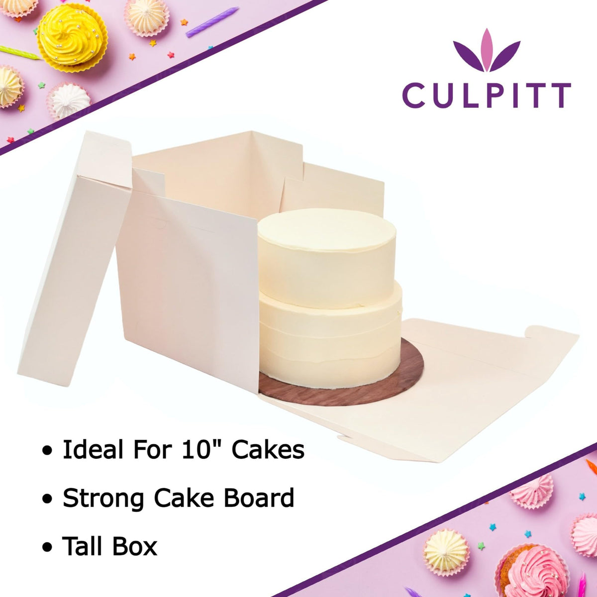 Culpitt 8" (20cm) Marble Print Masonite Board & Extra Tall Box Set