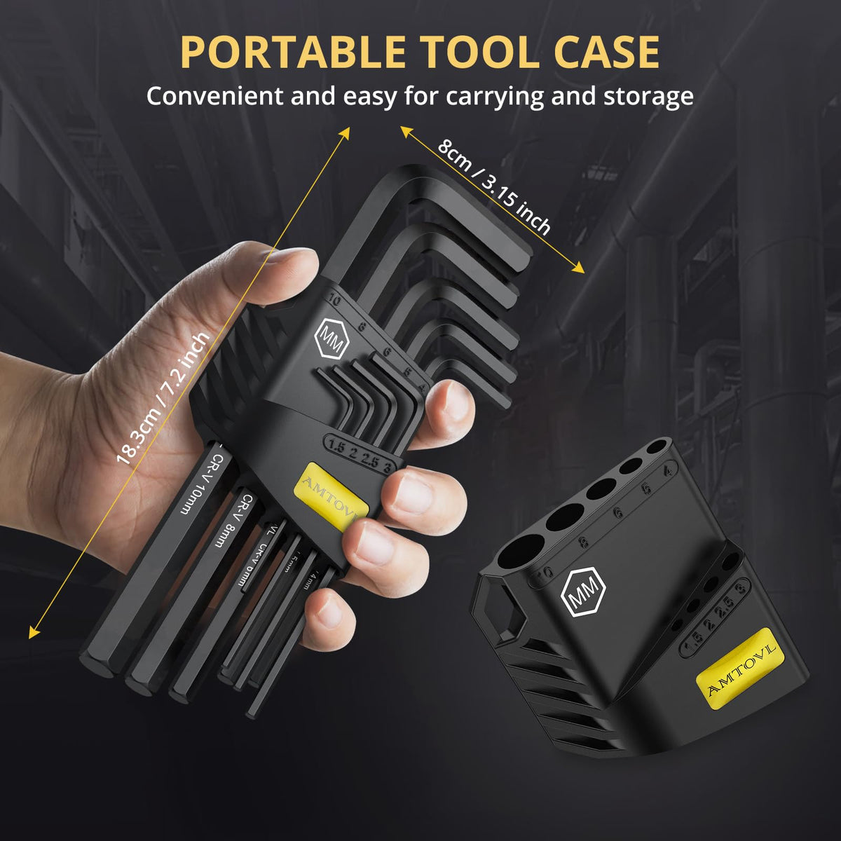 AMTOVL Hex Key Set, 9PCS Metric Allen Key Set, 1.5-10MM, Long Ball End
