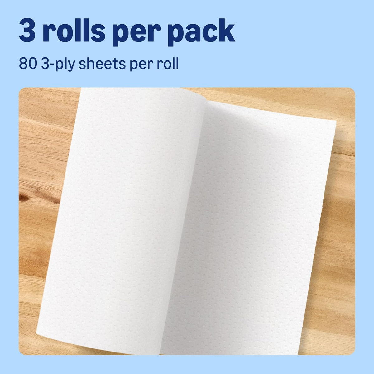 by Amazon Super Absorbent Kitchen Towel, 3-ply, 3 Rolls (1 Pack of 3), 80 Sheets per Roll