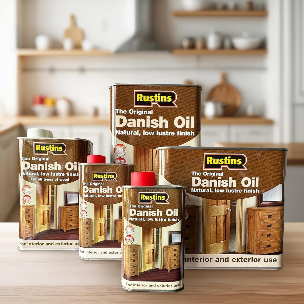 Rustins Danish Oil 2.5L - Original Clear Wood Finishing Oil for Furniture, Worktops & Oak - Food-Safe, Rich Natural Glow