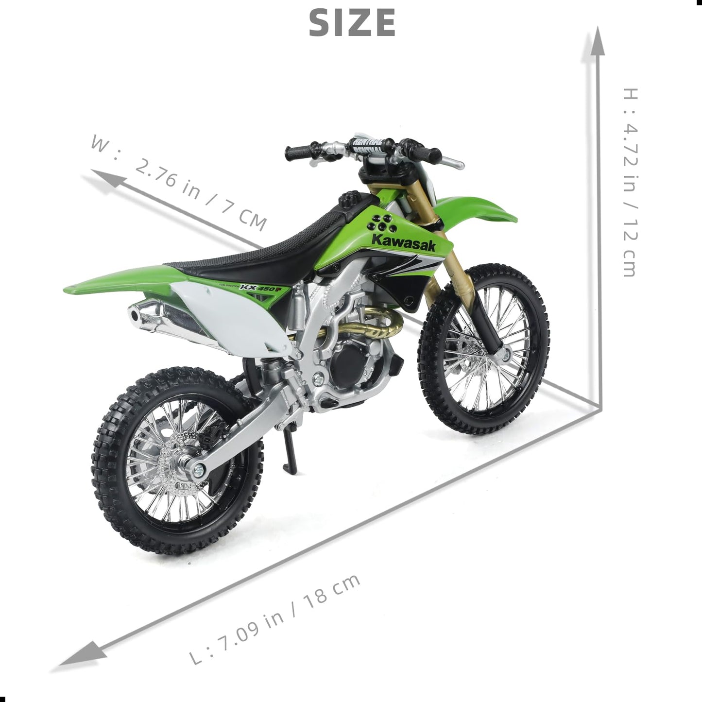 1:12 Scale Dirt Bike compatible for Kawasaki KX450F Motorcycle Model Mini Supercross Motorcross Moto Model Collection or Gift for Adult Kid Boy (Green)