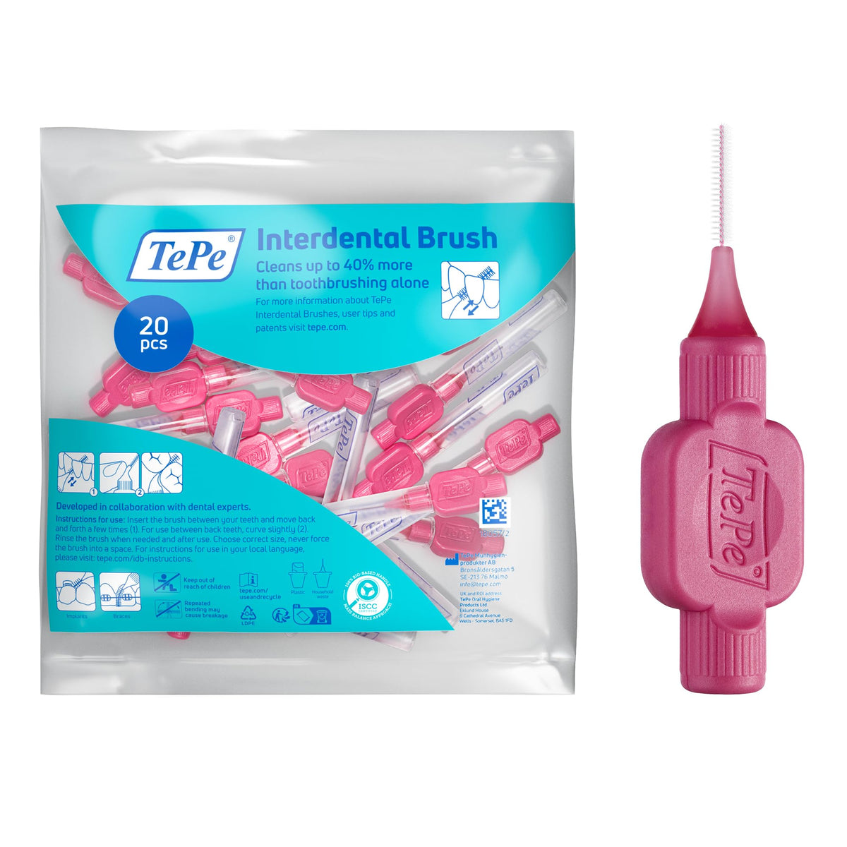 TePe Interdental Brush, Original, Yellow, 0.7mm/ISO 4, 8pcs