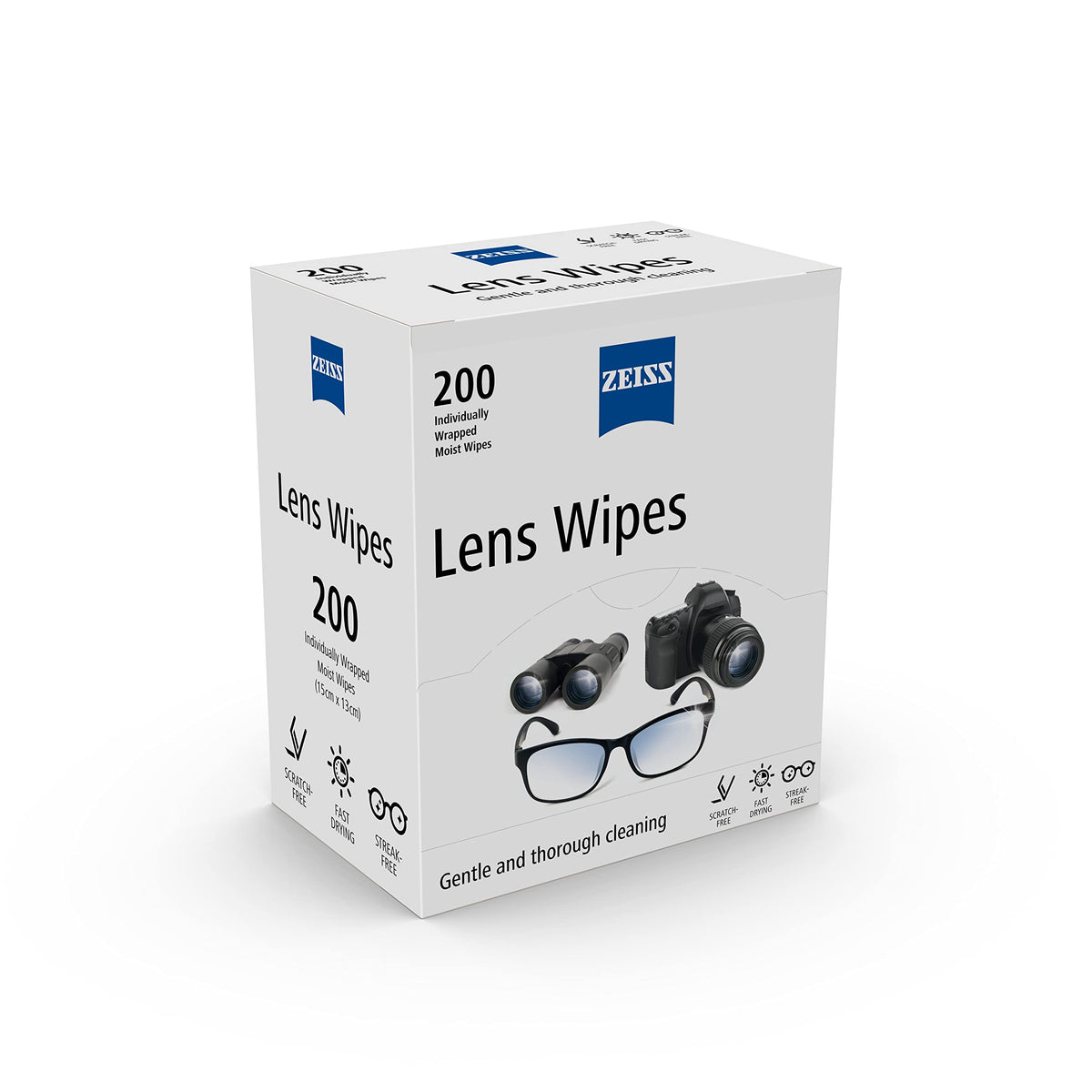 ZEISS Sunglasses Wipes, Removes Fingerprints, Suncream, Dirt, Dust & Oil. Individually Packed Pre-Moistened Wipes Perfect to use at Home or On-The-Go. Fast-Drying and Portable. 8 Packs x 10 Wipes