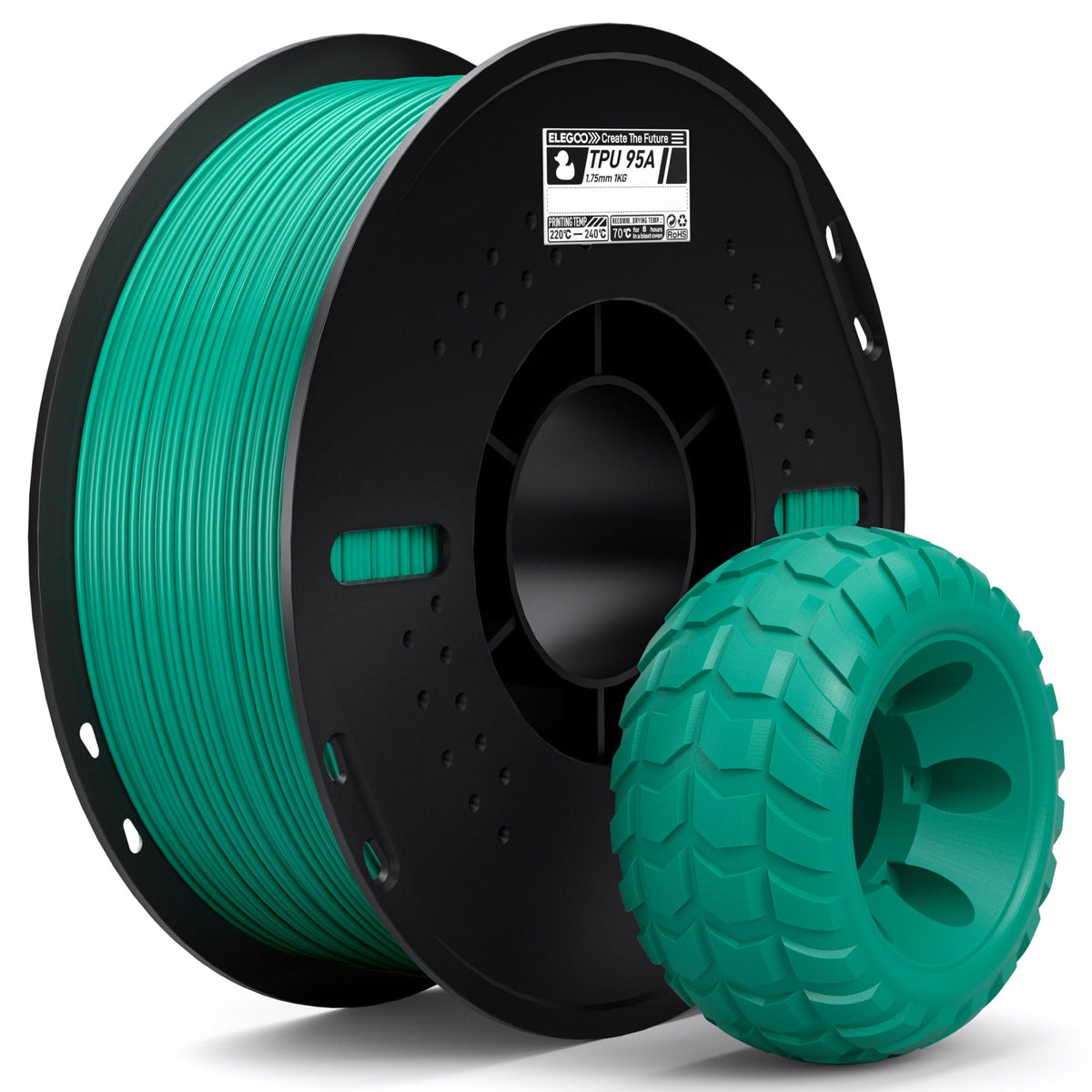ELEGOO TPU Filament 1.75mm Grey 1KG, 95A Flexible Soft 3D Printing Filament 1KG Spool(2.2lbs) Fits for Most FDM 3D Printers