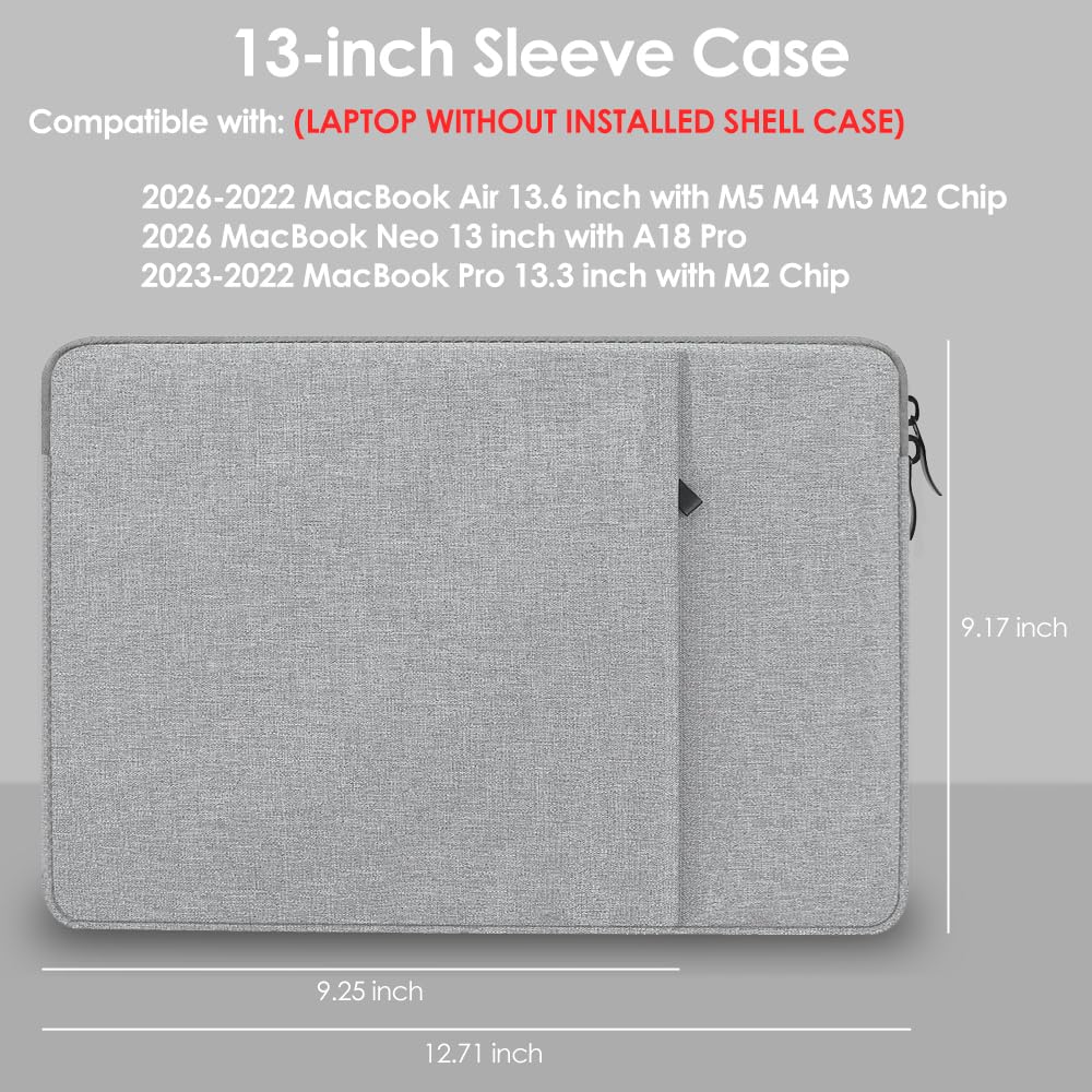 ProElife 13-Inch Laptop Sleeve for MacBook Air 13.6 M5/M4 & MacBook Neo
