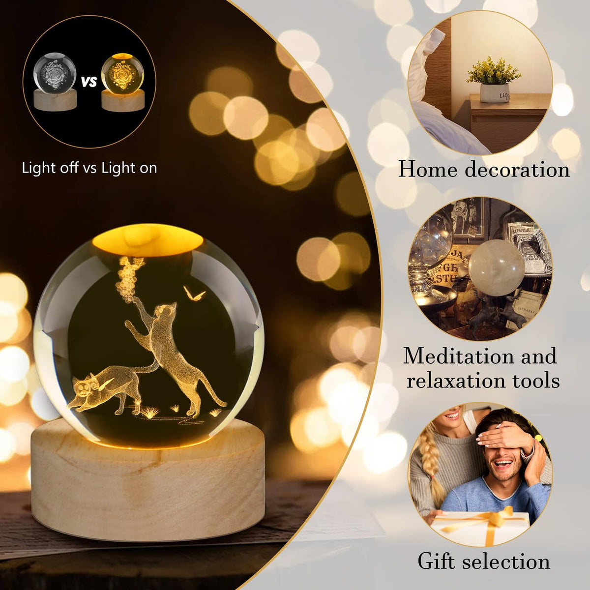 Glass Christmas Reindeer 3D Crystal Ball Christmas Ornaments