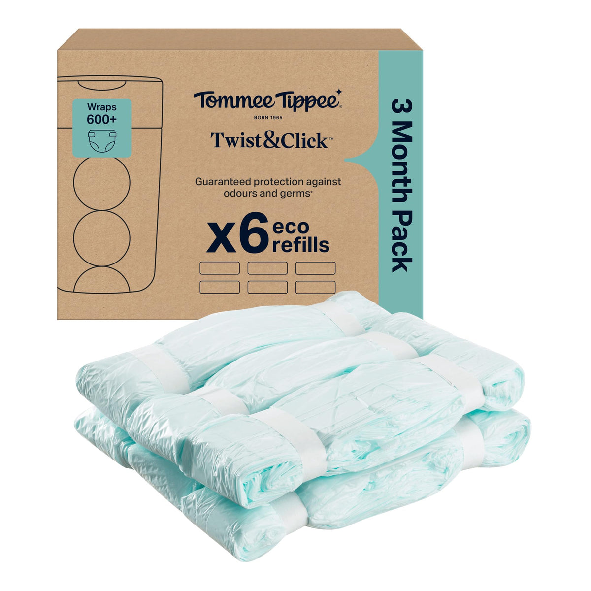 Tommee Tippee Twist & Click Nappy Bin Refill Cassettes Pack of 3