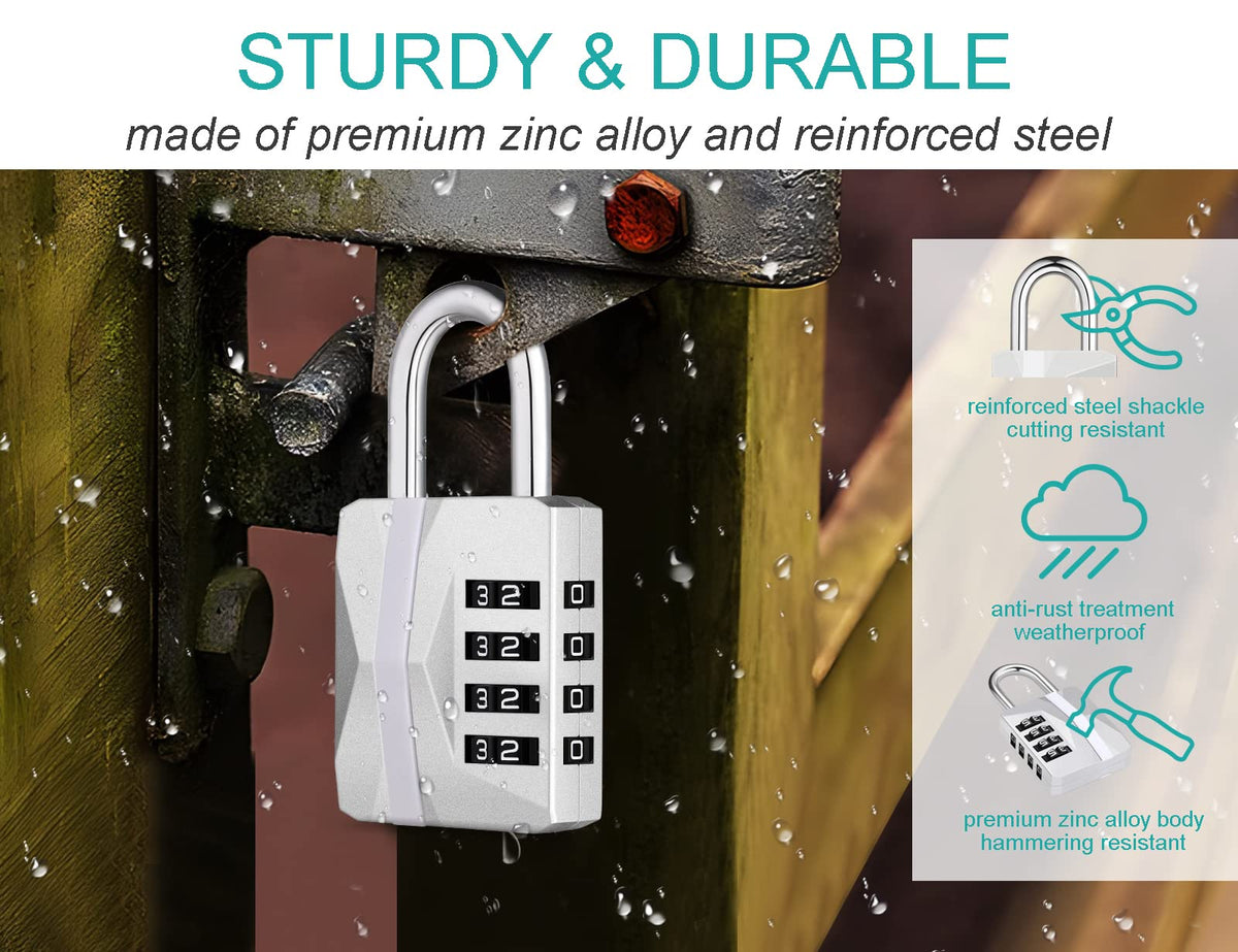 ZHEGE Combination Padlock, 4 Digit Coded Padlock (Sky Blue)