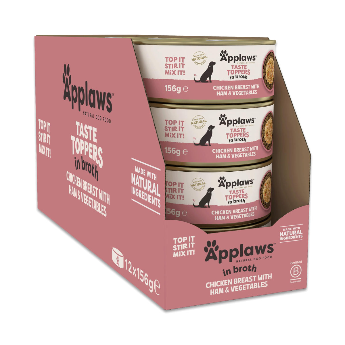 Applaws Natural Wet Dog Food Topper, Chicken Selection in Broth, 8x156g Tin