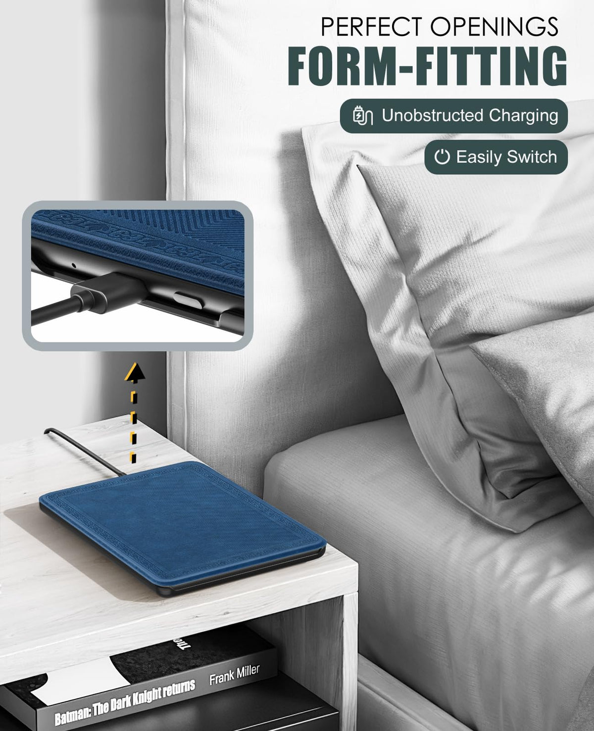 MoKo Case for 7" Kindle Paperwhite 12th Gen & Colorsoft 2024, Denim Black