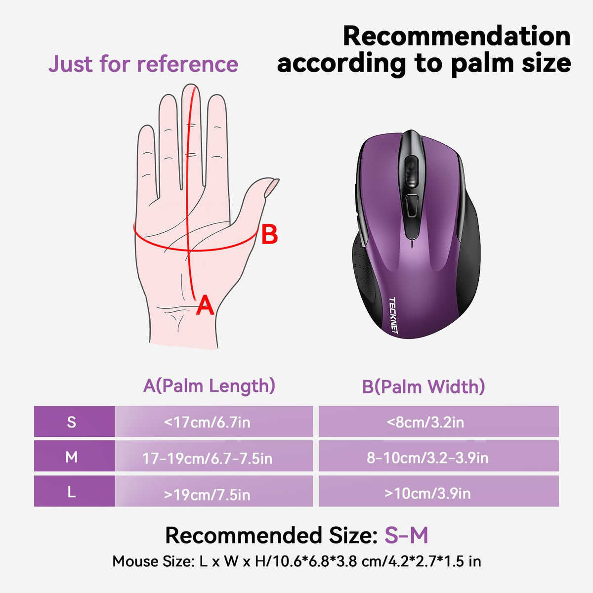 TECKNET Bluetooth Mouse, Rechargeable Bluetooth Wireless Mouse