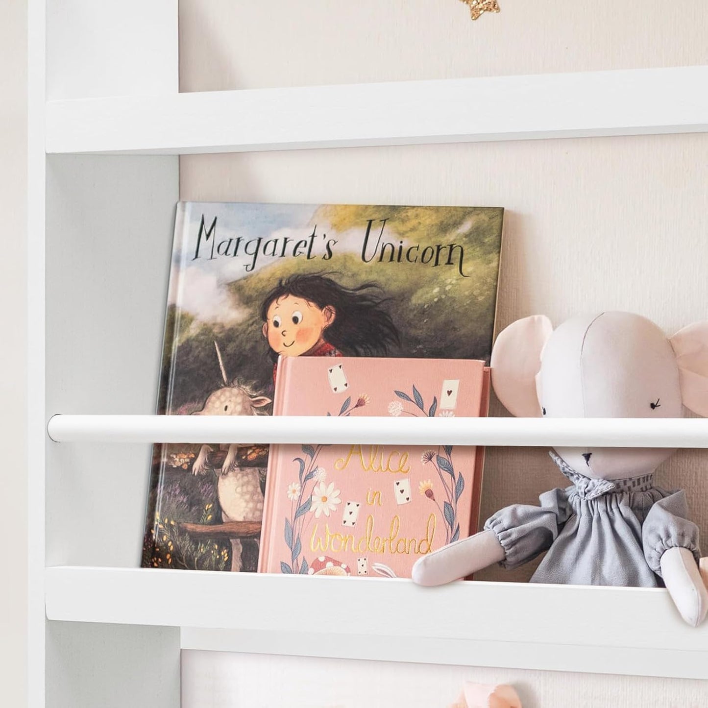 Kids Bookcase Modern Childrens Bookcase 4-Tier Book Shelf Display Rack Book Shelf Kids Room 10 CM Depth Suitable for Children's Children's Room School 116.5x60x 10CM White