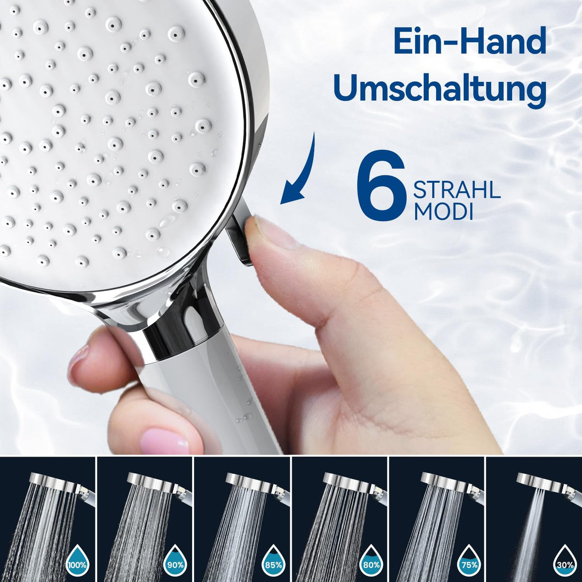 High Pressure Shower Head, Power Shower Head with 6 Modes