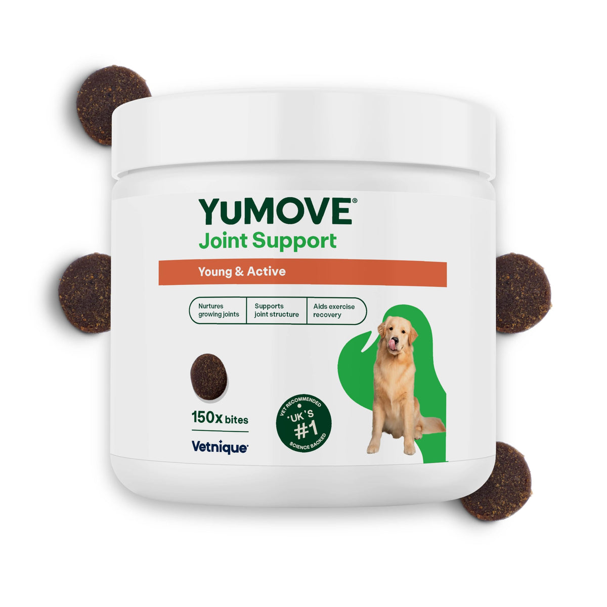 YuMOVE Young and Active Dog | Joint Supplement for Dogs to Support Active and Growing Joints Aged Under 6 | 60 Tablets Clear
