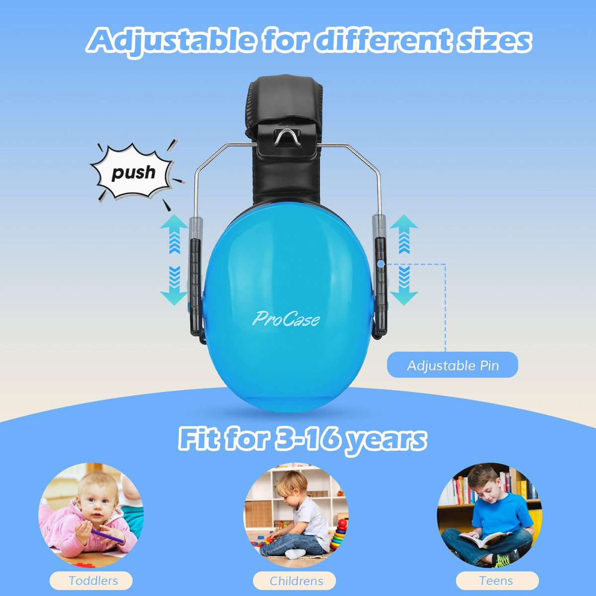 ProCase Ear Defenders for Children/Toddlers 3-16 Years SNR 27dB -Blue