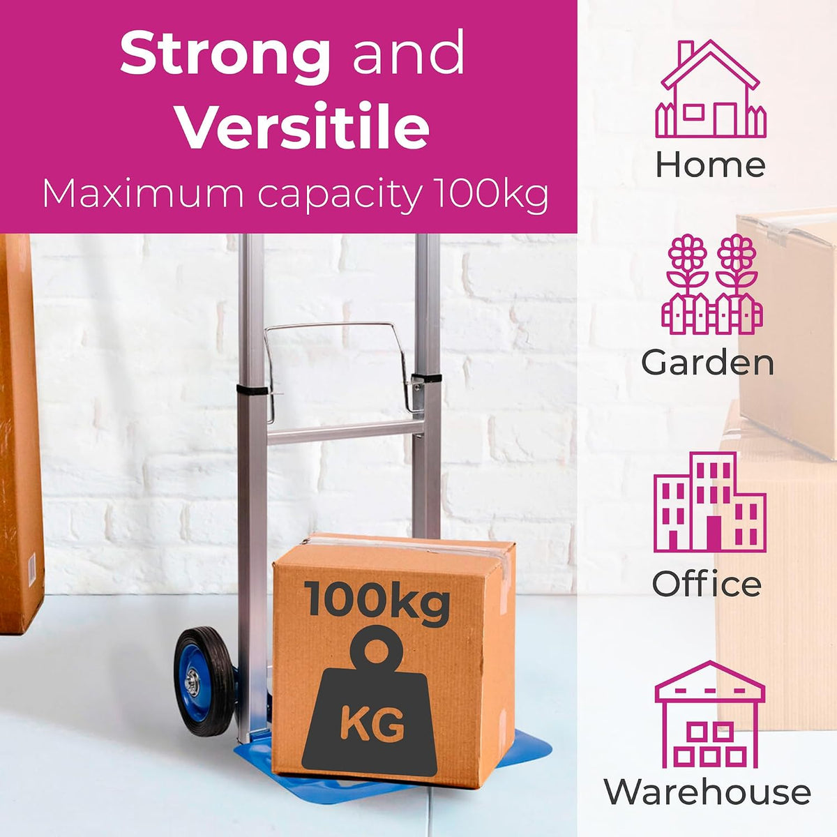 Neo Heavy Duty Aluminium Folding Sack Trolley Hand Truck Barrow Transport Wheels Extendable Handle (100 kg))