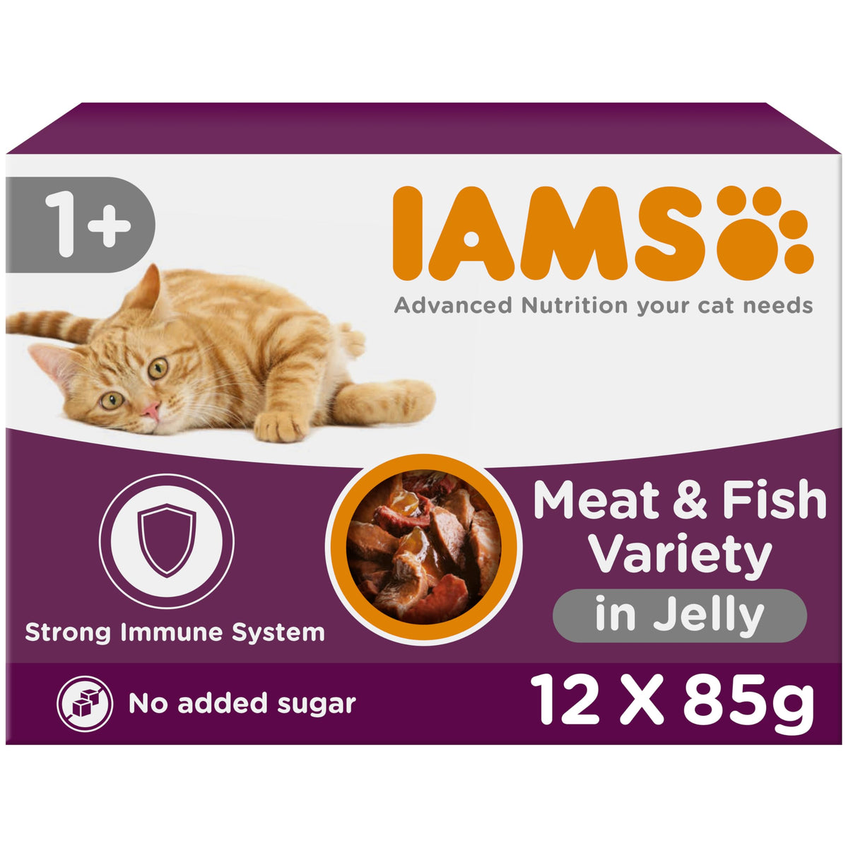 IAMS Adult Wet Cat Food Land & Sea in Jelly 72 x 85g