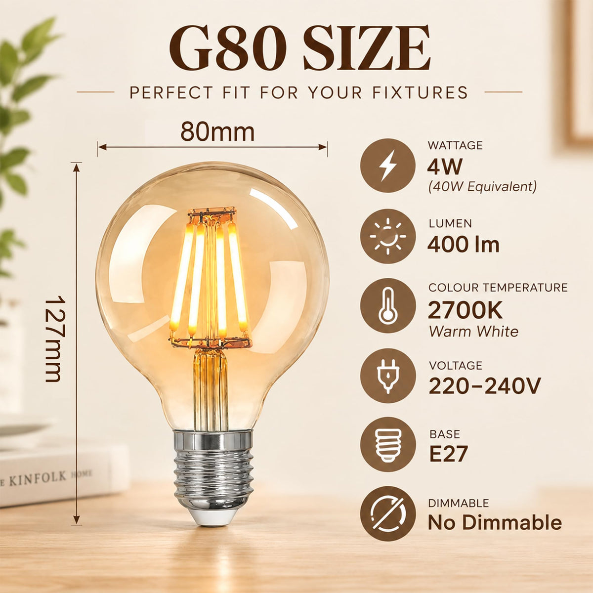 YOUDIAN E27 LED Edison Screw Bulb,Vintage Light Bulb ST64 4W(Pack of 2)