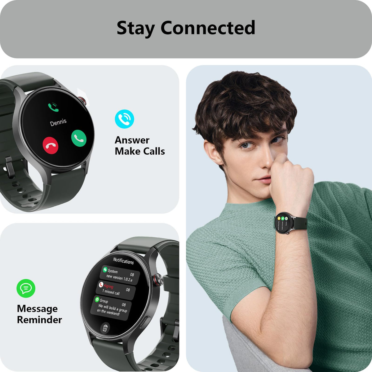 Smart Watch for Women, Answer/Make Call, 1.32'' AMOLED Ultra-Clear Screen Fitness Trackers with Heart Rate/Sleep/SpO2 Monitor, Smartwatch for iPhone/Samsung/Android, 110+ Sport Modes, 3ATM Waterproof