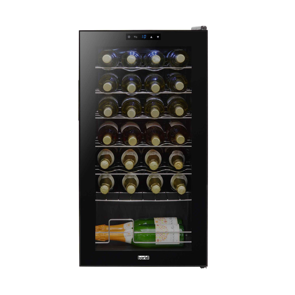 Dellonda Baridi 12 Bottle Wine Fridge with Digital Touch Screen Controls, Metal Shelves & LED Light, Black - DH73