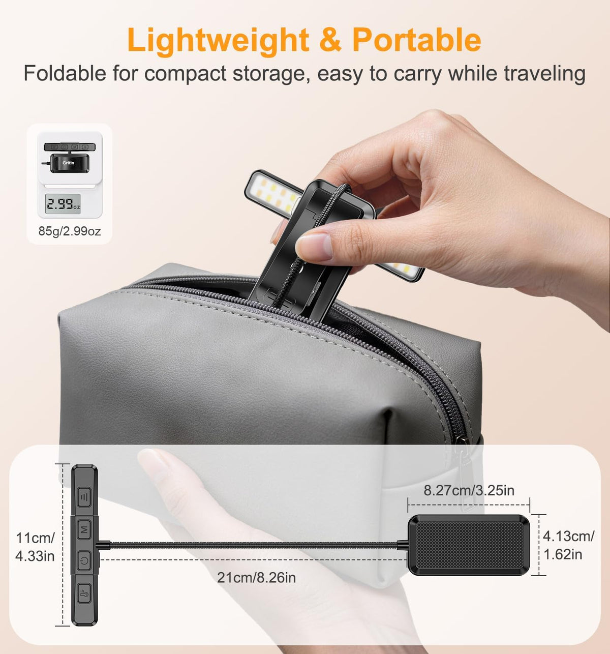 Gritin 2026 Gen 2 Book Light for Reading-32 Eye Caring Full Spectrum LED