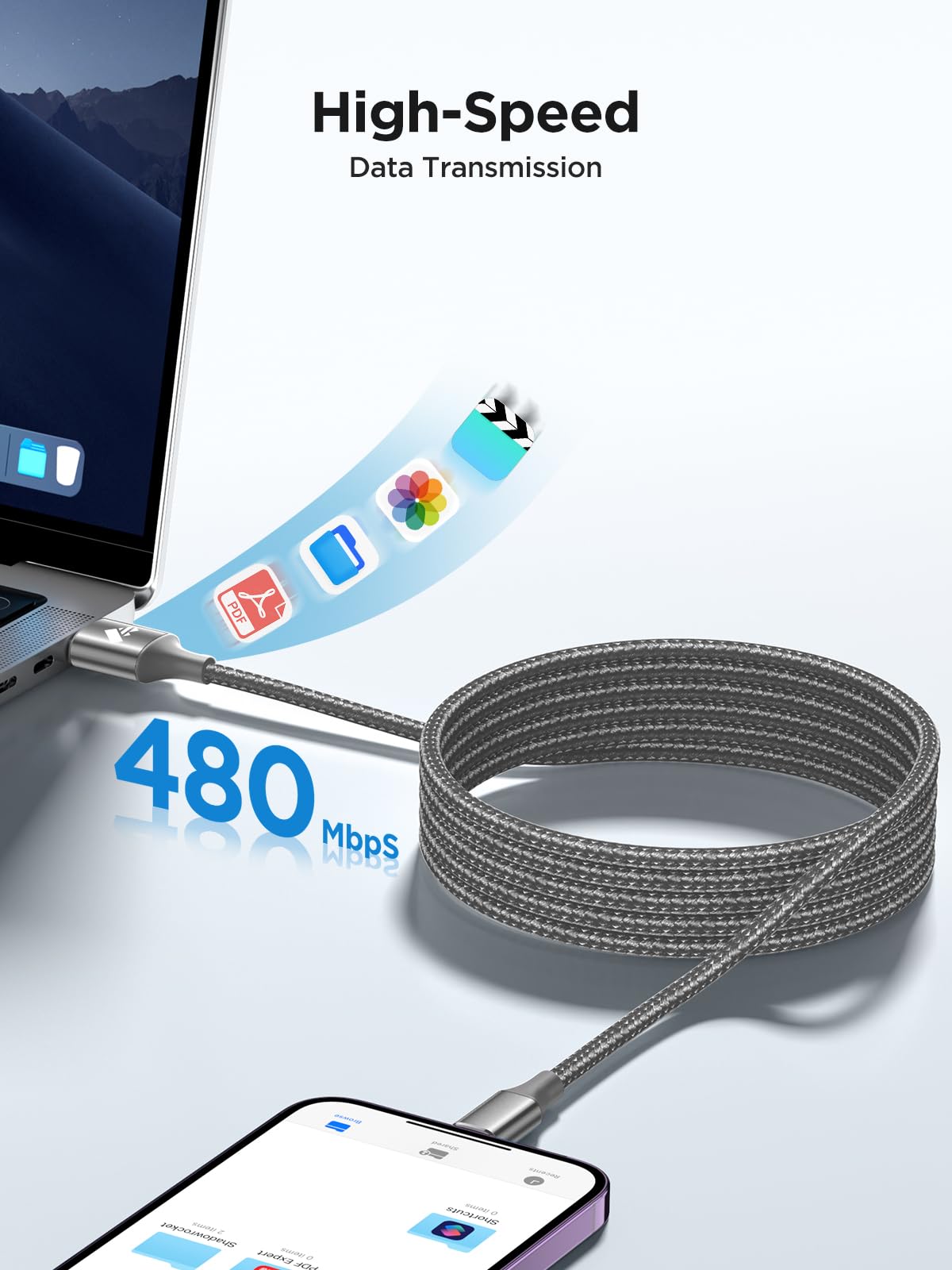 Aioneus iPhone Charger Cable 2M MFi Certified Lightning Cable Fast Charging
