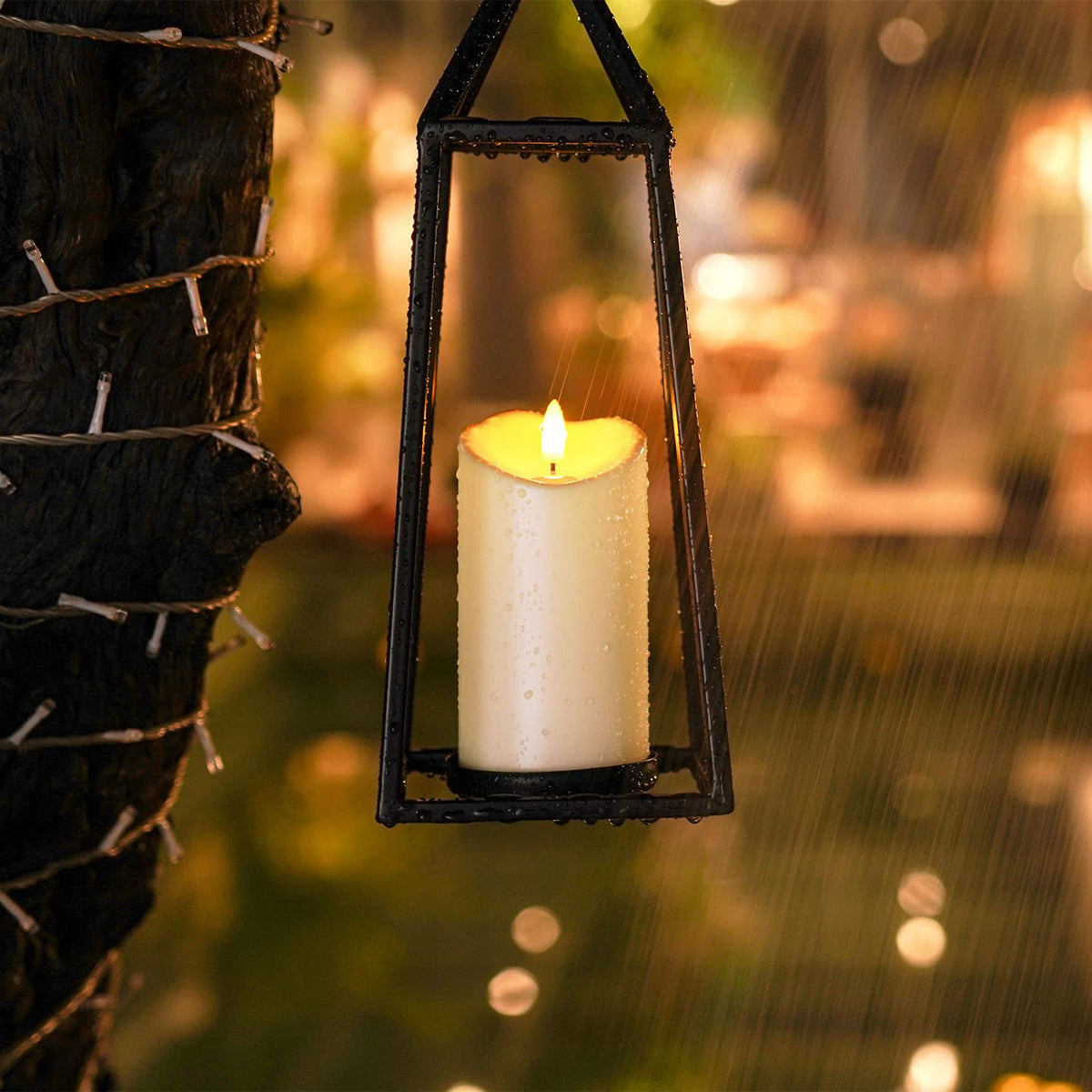 Homemory Outdoor Waterproof Flameless Candles, Dark Ivory, Set of 2, D 3"