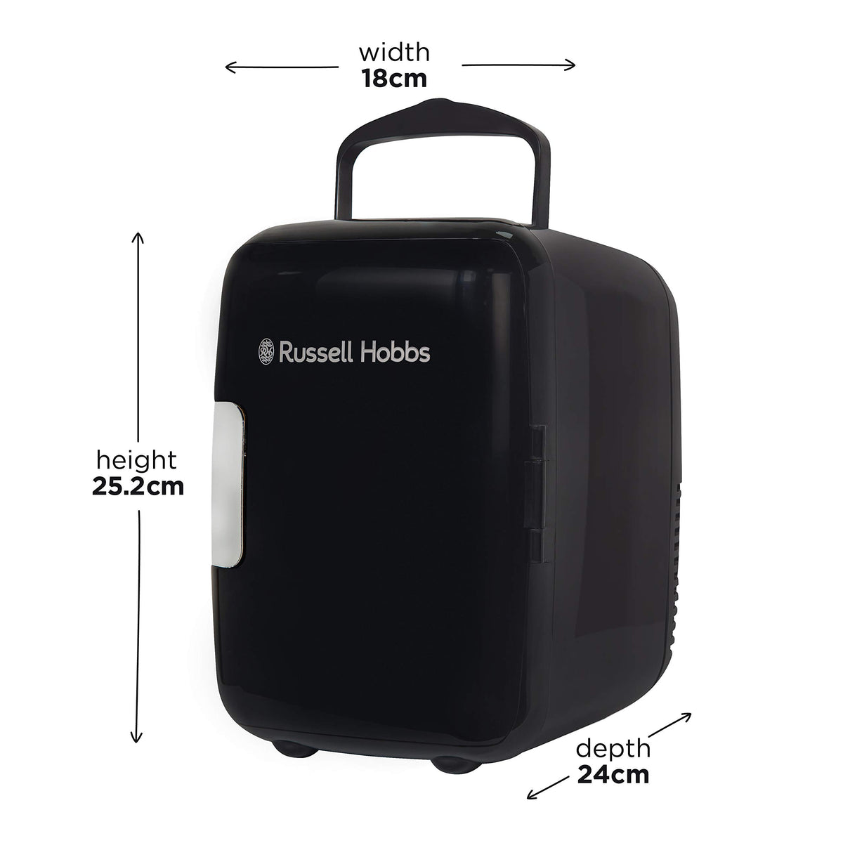 Russell Hobbs RH4CLR1001 4L/6 Can Portable Mini Cooler & Warmer for Drinks, Cosmetics/Makeup/Skincare, AC/DC Power, Retro Style, White, For Bedroom, Home, Caravan, Car