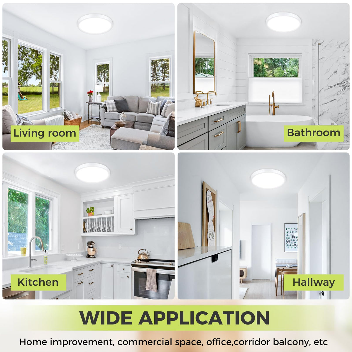 hepside Bathroom Light, 3000K/4000K/6500K 3 Color Temperature LED Ceiling Light, 15W 1500LM, Waterproof, Round, Small, Modern, Flush Ceiling Light for Bathroom, Kitchen, Bedroom, Black