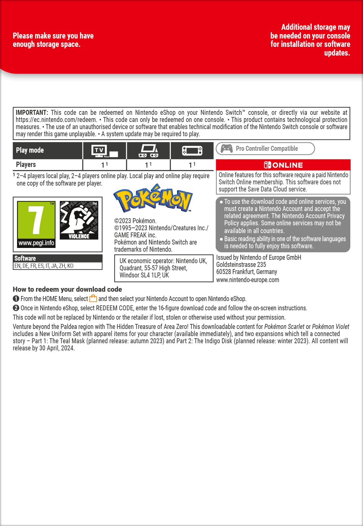 Pokémon Scarlet (Nintendo Switch)
