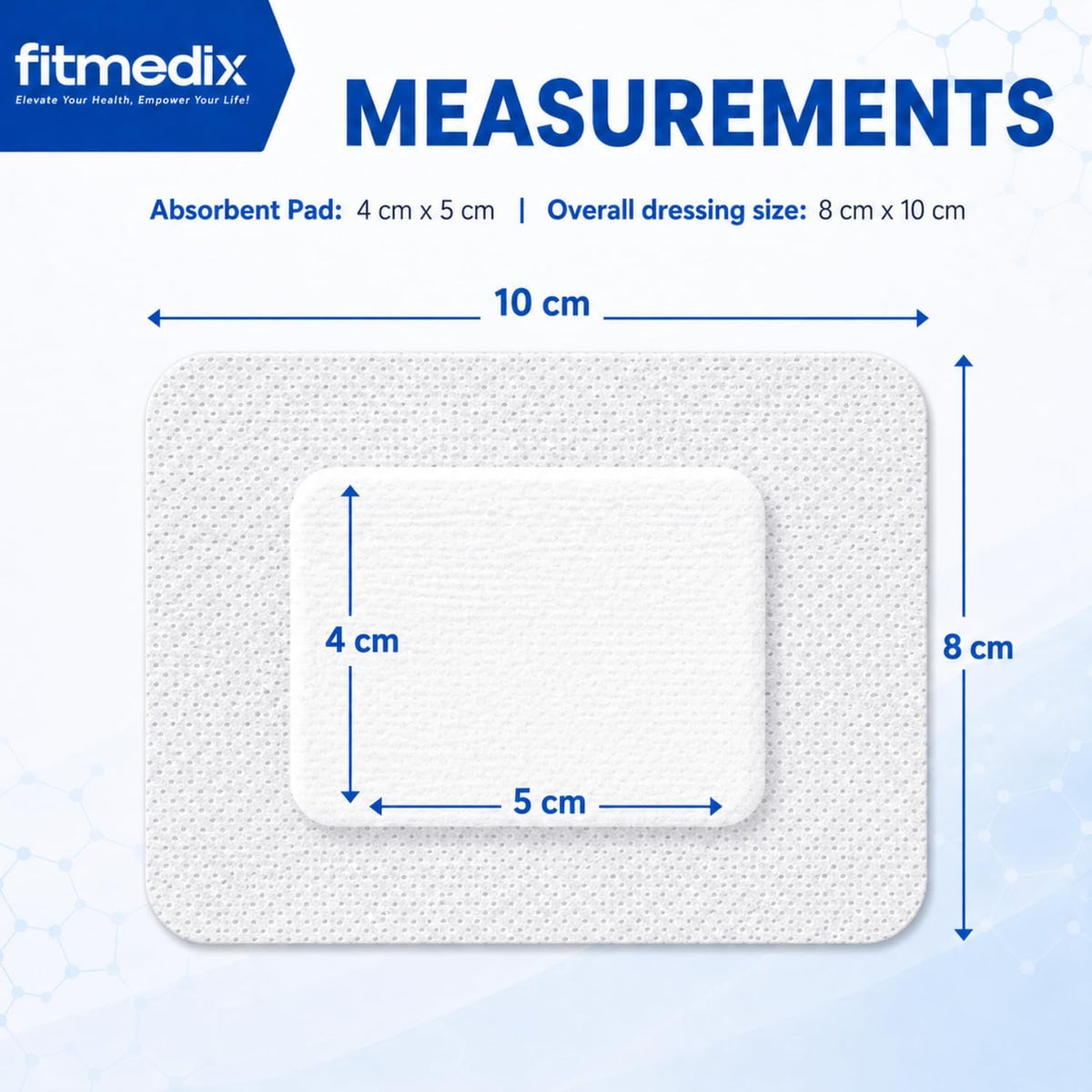 FitMedix Adhesive Wound Dressings (80mm x 100mm)- **Pack of 10** Sterile Dressings for Wounds, Cuts, Grazes, Diabetic Leg Ulcers, Venous Leg Ulcers & Small Pressure Sores- Hypoallergenic Plasters