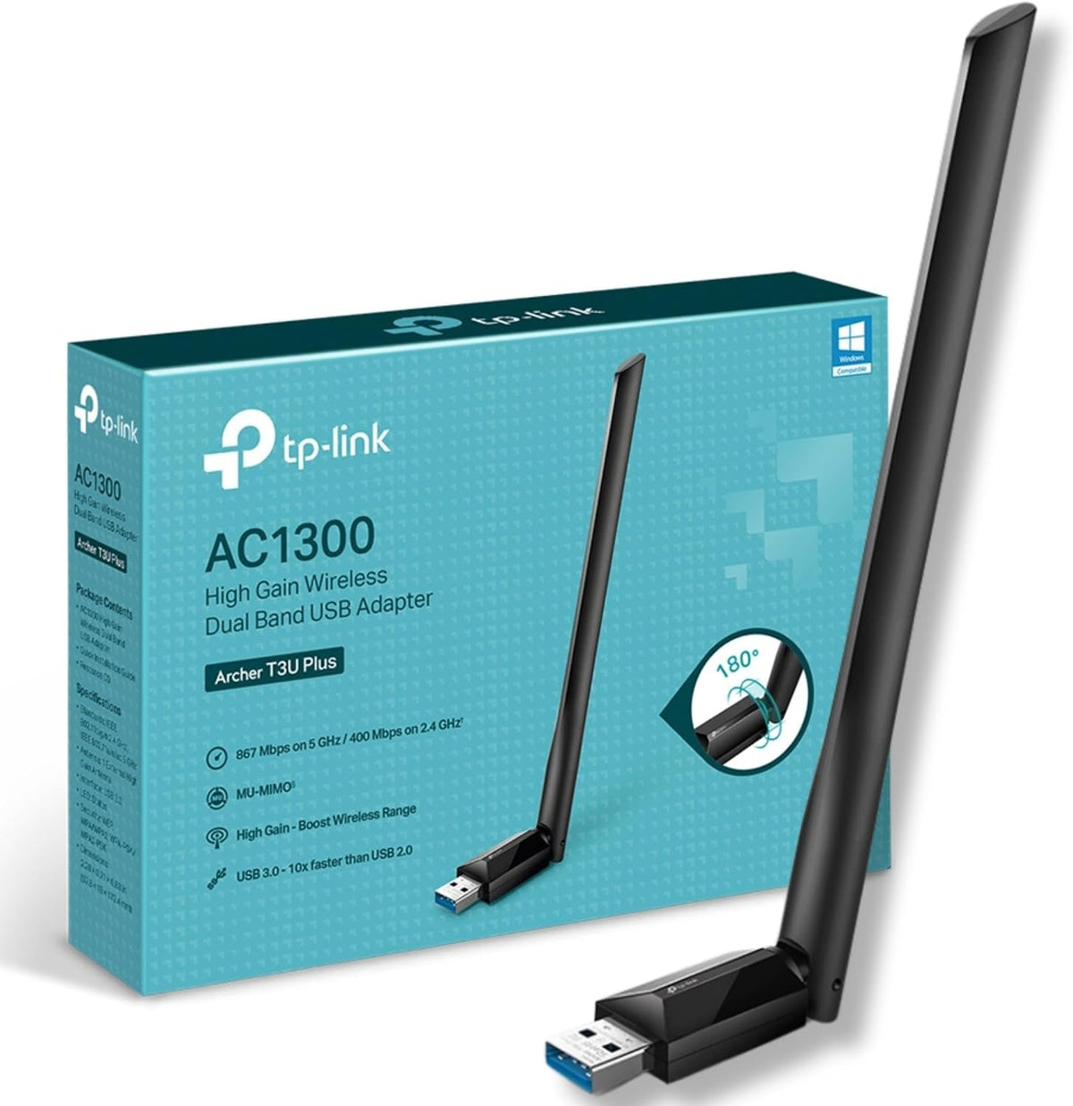 TP-Link Archer T3U Plus AC1300 WiFi Dongle, USB WiFi Adapter for PC