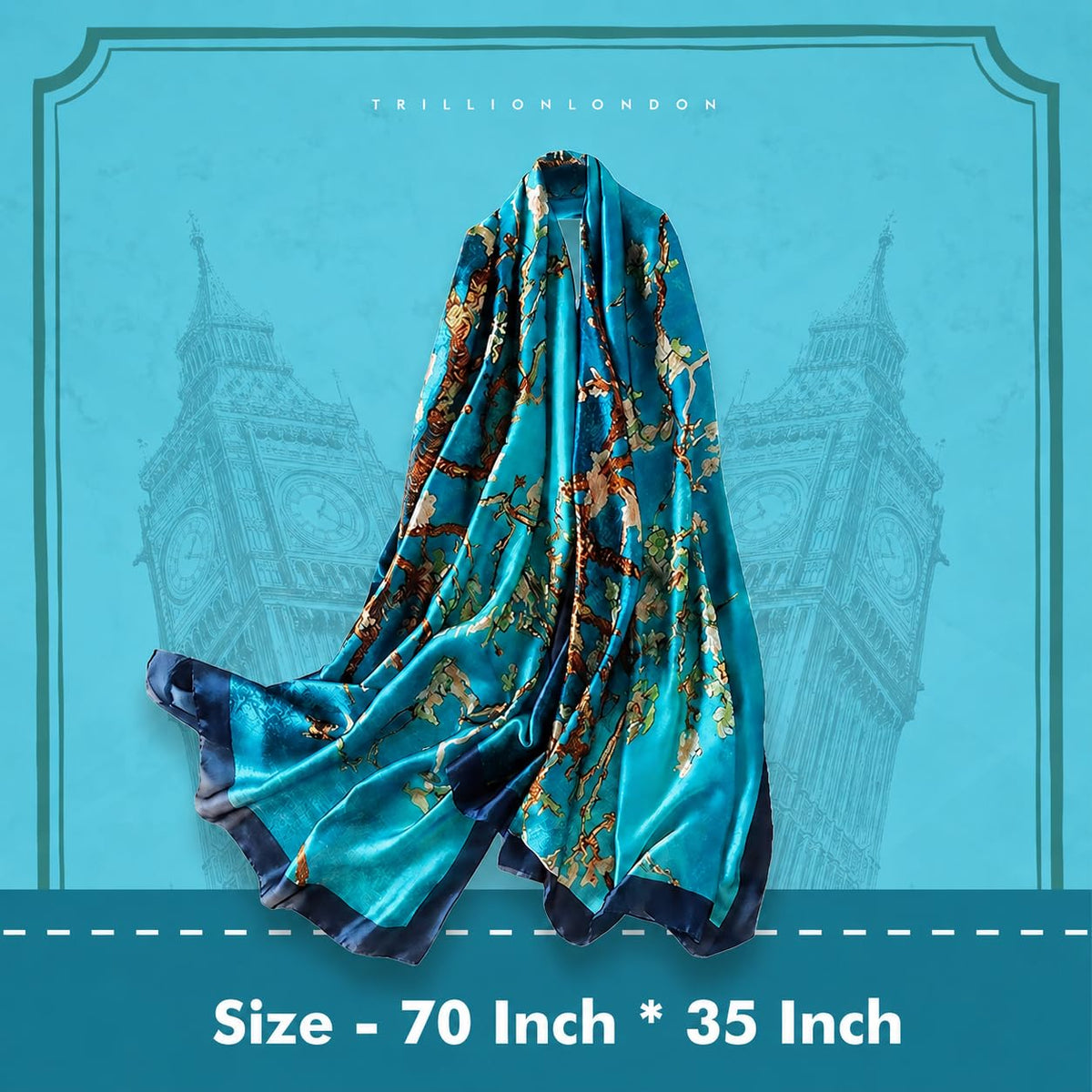 Trillion London® Silk Shawl Birthday Gifts for Women - Designer Silk Scarf