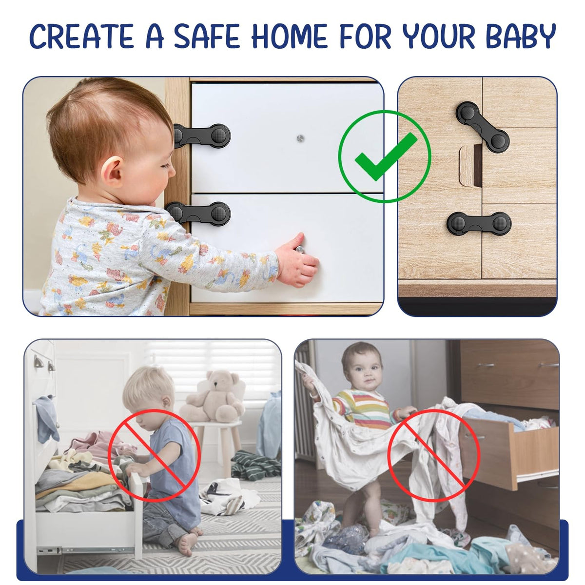 Cupboard Locks for Children 12 Pack - White