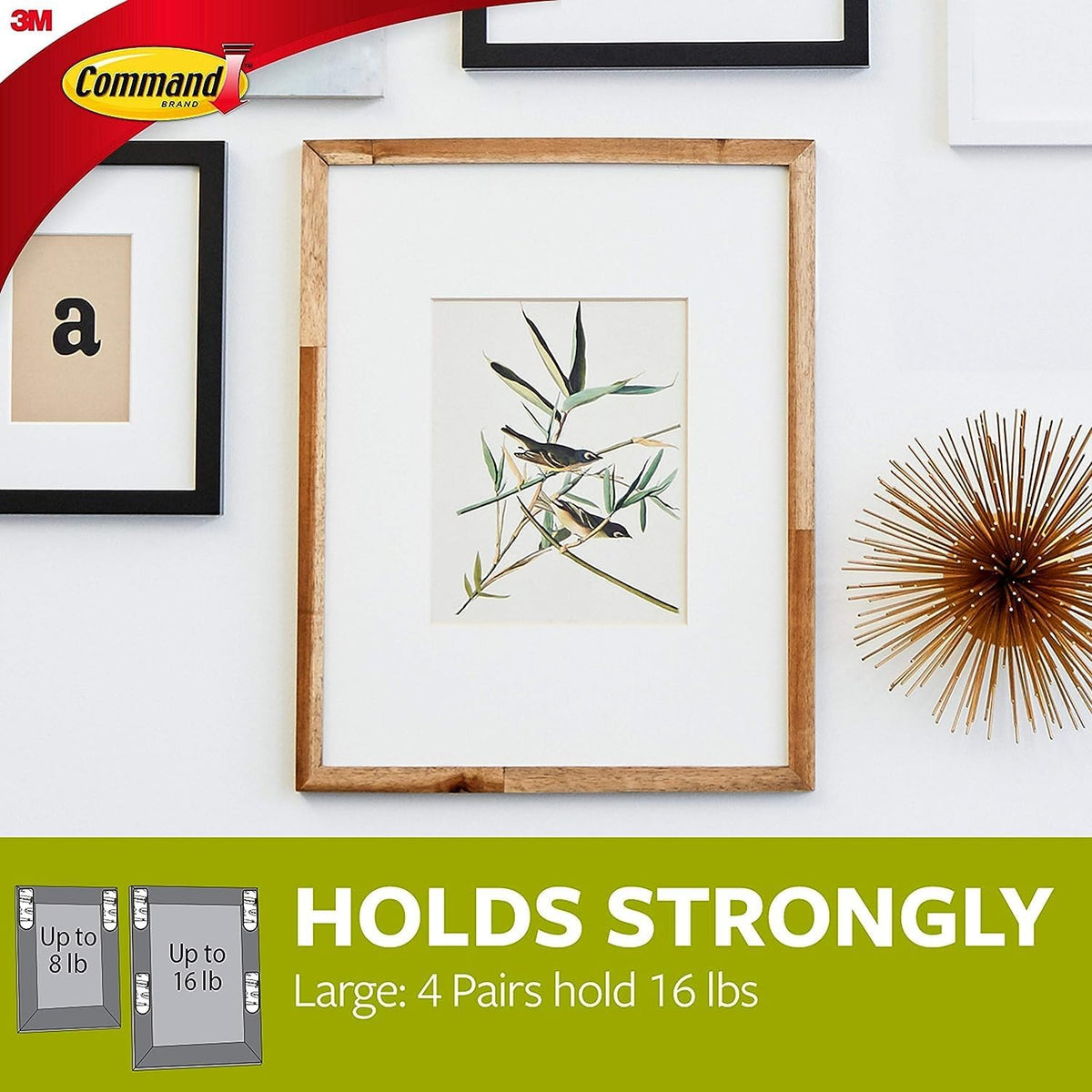 Command Picture Hanging Strips, Value Pack, 4x2 Pairs of Medium, 8x2 Pairs of Large - Damage Free Hanging