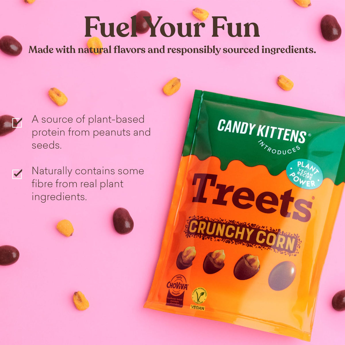 Candy Kittens Treets Rice Crispy Vegan Chocolate Snack, 120g, 1 Pack