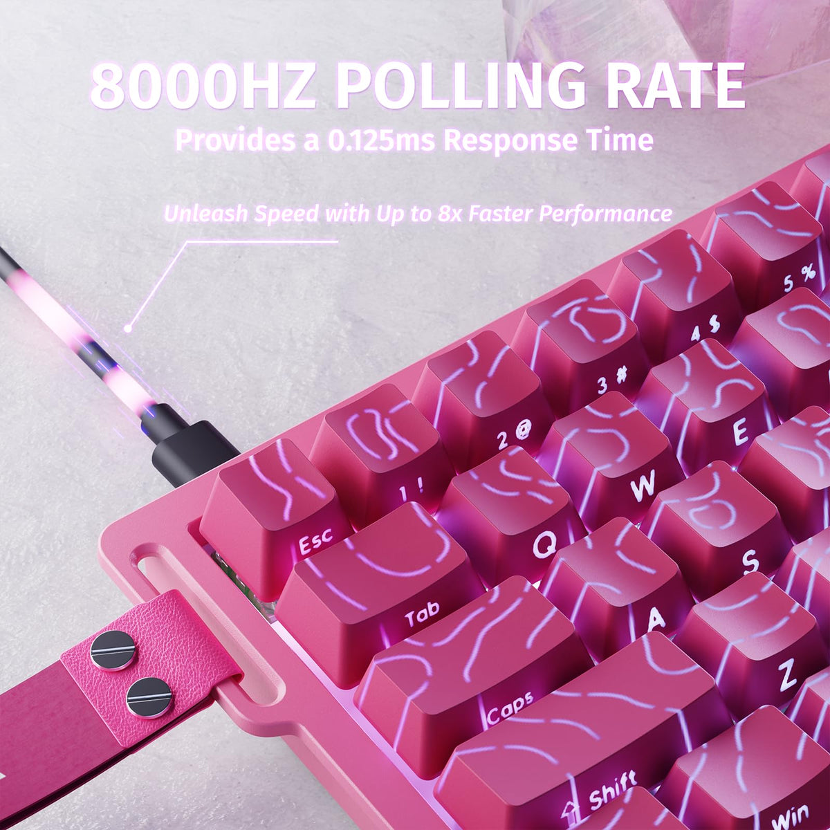 ATTACK SHARK X68 HE 8000Hz Rapid Trigger Keyboard, 0.01mm RT Accuracy Wired Gaming Keyboard with Magnetic Switch, Adjustable Actuation, Rapid Trigger, Snap Tap, RGB Lighting for PC/Mac, Black
