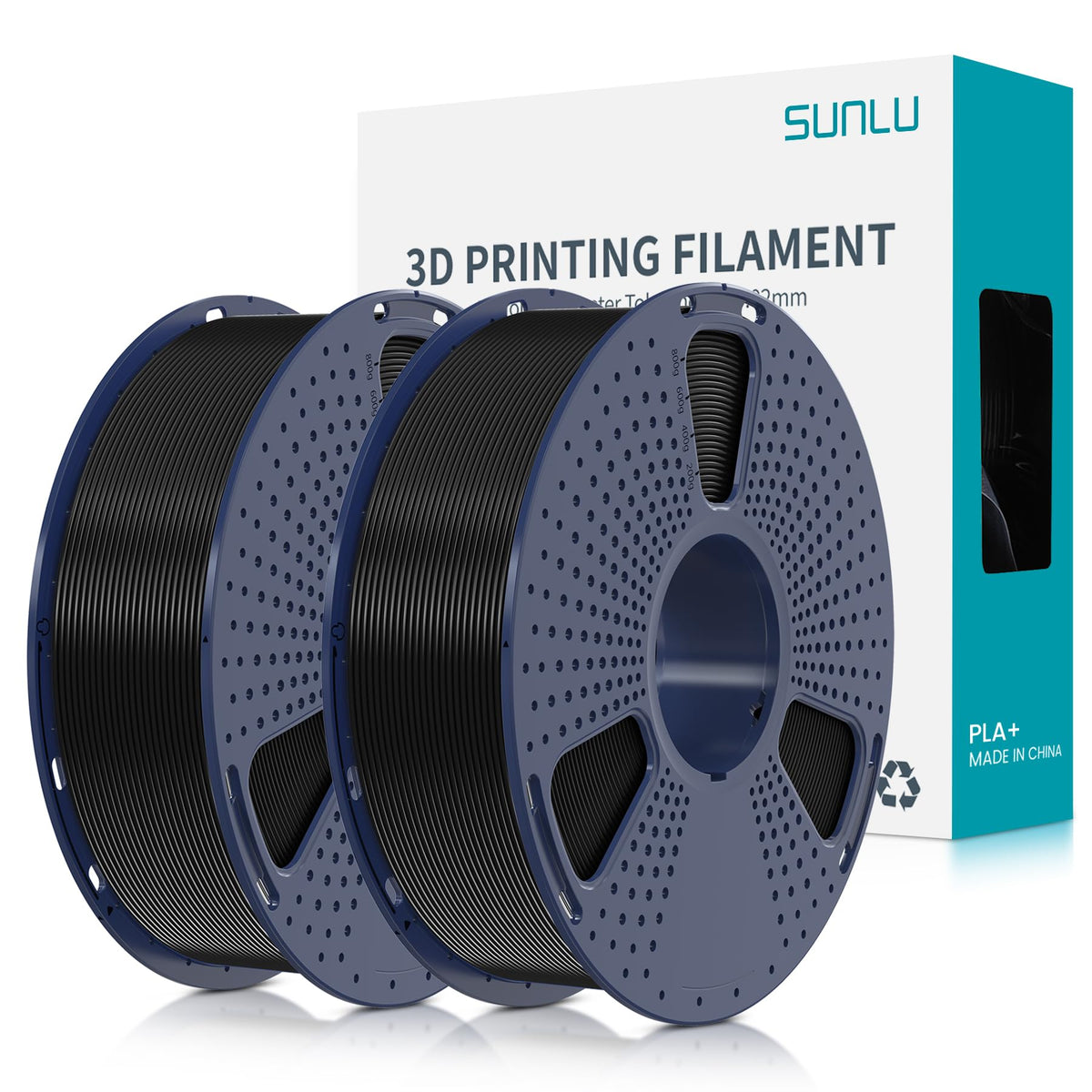 SUNLU PLA+ 3D Printer Filament, Tougher PLA Plus Filament 1.75mm, 1KG Black