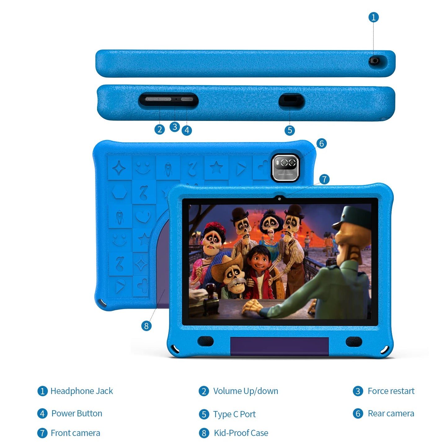 VASOUN Kids Tablet 10 inch, Android 15 Tablets for Kids with 6GB RAM and 64GB ROM, 6000 Mah, Tablet PC with Time Limits, Age Filters, Parental Controls, 5G WIFI, Bluetooth(Blue)