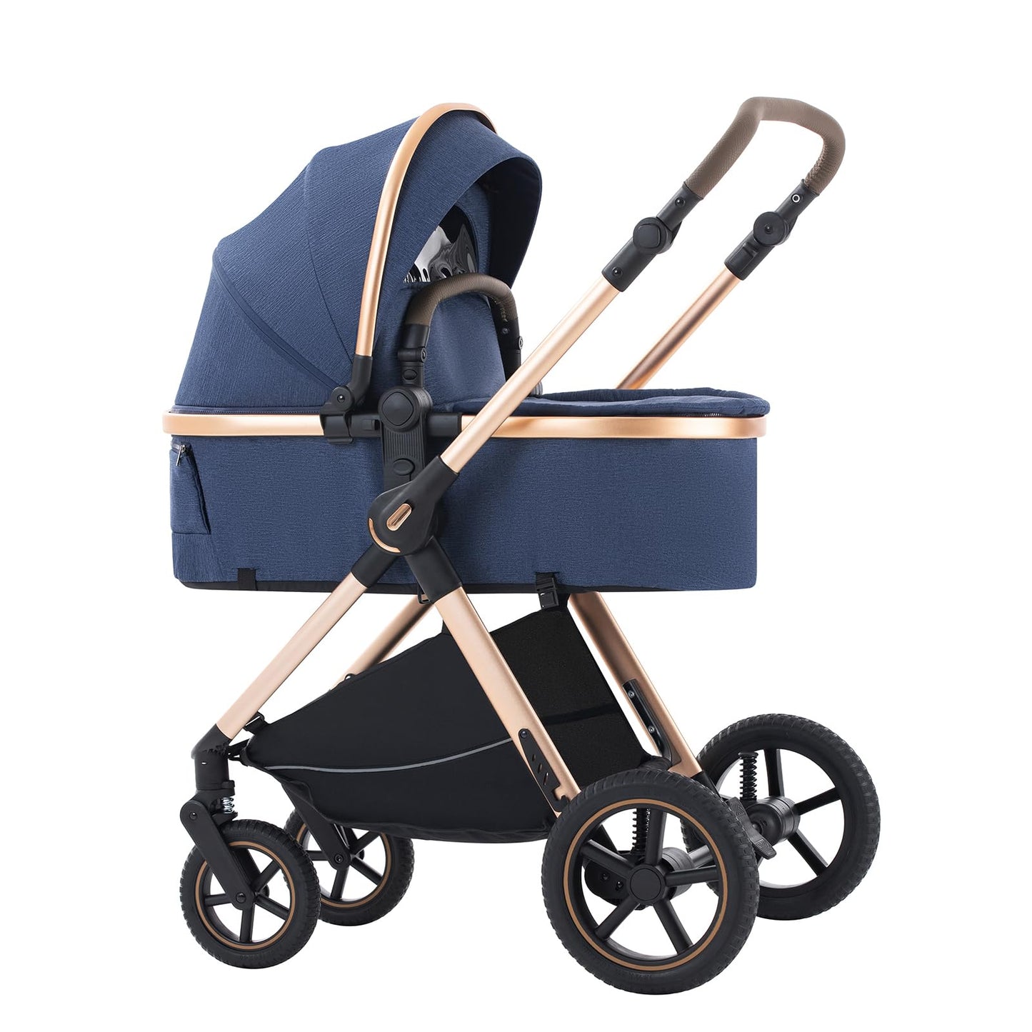 3 in 1 Pram Pushchair Aluminium Frame High Landscape Combined Buggy Lightweight Folding Stroller 3 in 1 Travel System Pram for Newborns Toddlers 0-36 Months from Birth (H9-Pink, H9)